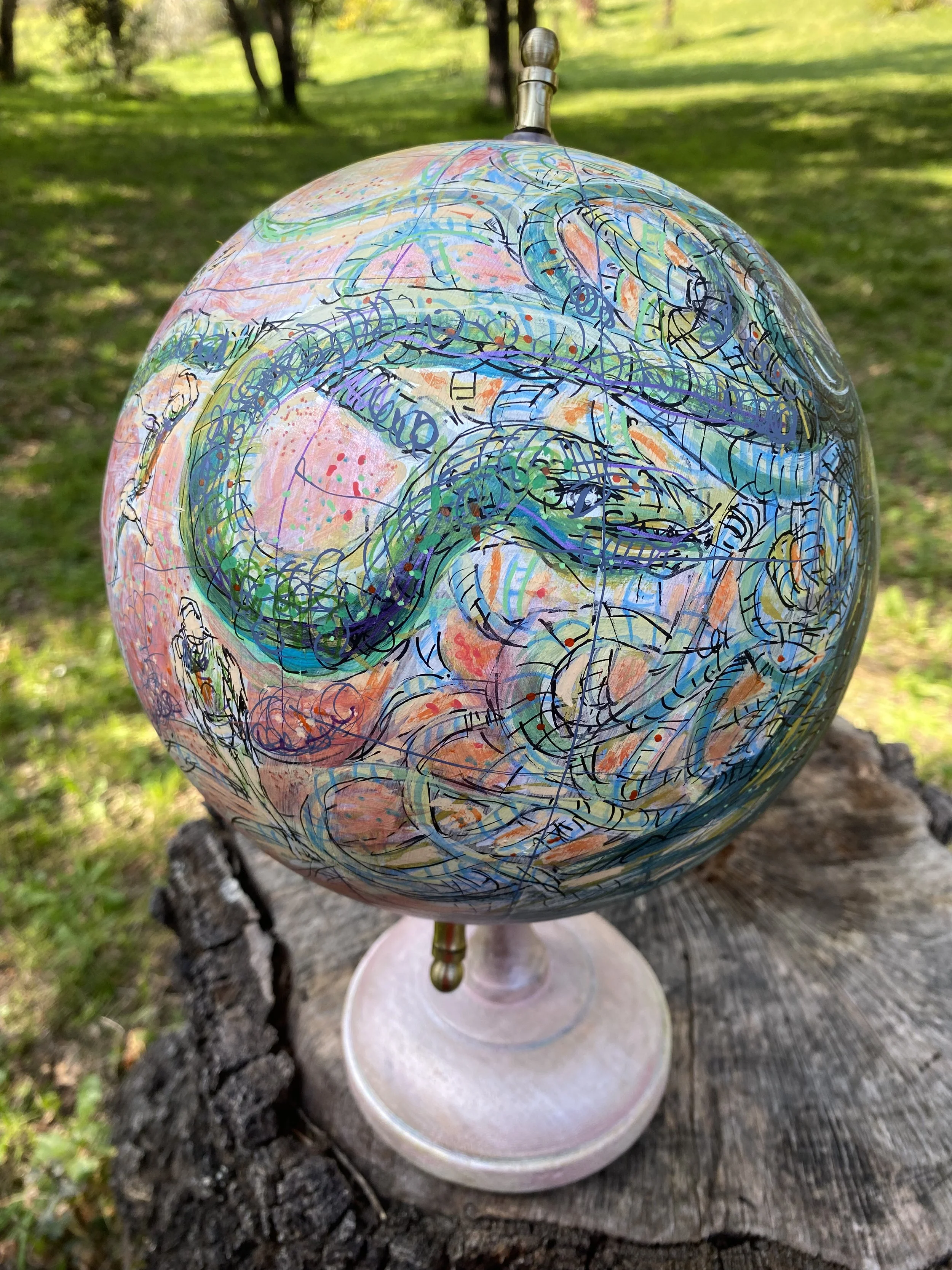"Globe à la Méduse verte"   A249 33x20x22cm