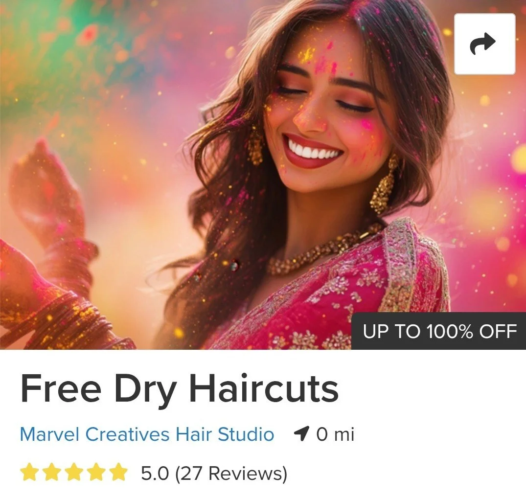 Extisting Client discounted Dry Haircuts for straight, wavy, curly and coily hair textures.