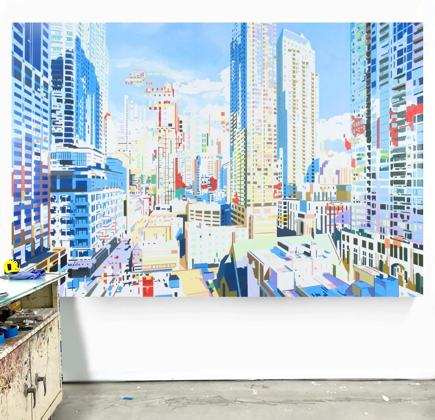 Recent commission for @meridian.artconsulting (formerly Boston Art, Inc.) for a Boston corporate collection. Shown here in the studio prior to shipping. 

&ldquo;Expanding Space Rework&rdquo;
Oil on Canvas 48&rdquo; x 72&rdquo; 
.
.
.
.
#benschwab #o