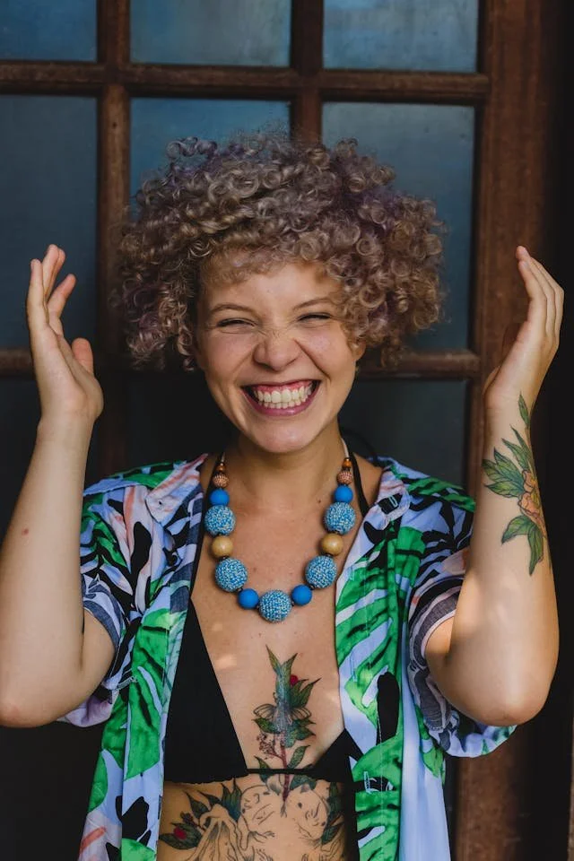 a very happy woman smiling