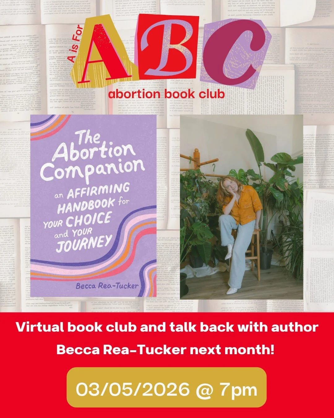 We are so excited to announce that Becca Rea-Tucker @thesweetfeminist &mdash; author, baker, and reproductive rights advocate &mdash;  will be leading the conversation at our next Abortion Book Club event!

"A warm, accepting, non-judgmental, an