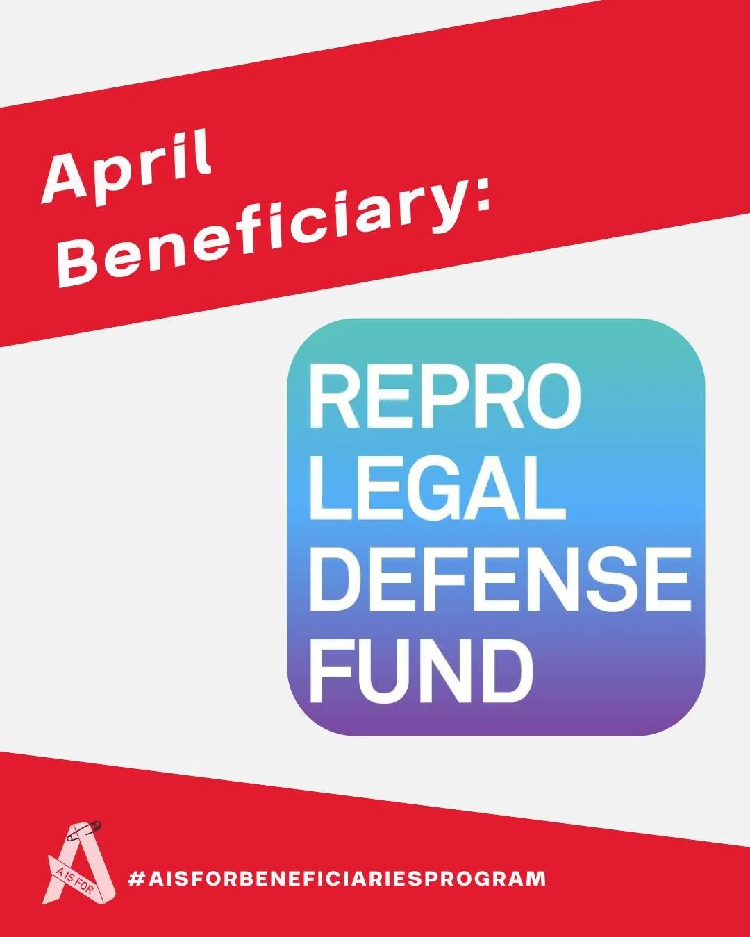 Announcing our April beneficiary: @reprolegaldefensefund 

&ldquo;The Repro Legal Defense Fund covers bail, legal fees, and other expenses to fund strong defenses against unjust charges related to abortion and pregnancy outcomes (e.g., miscarriage, s