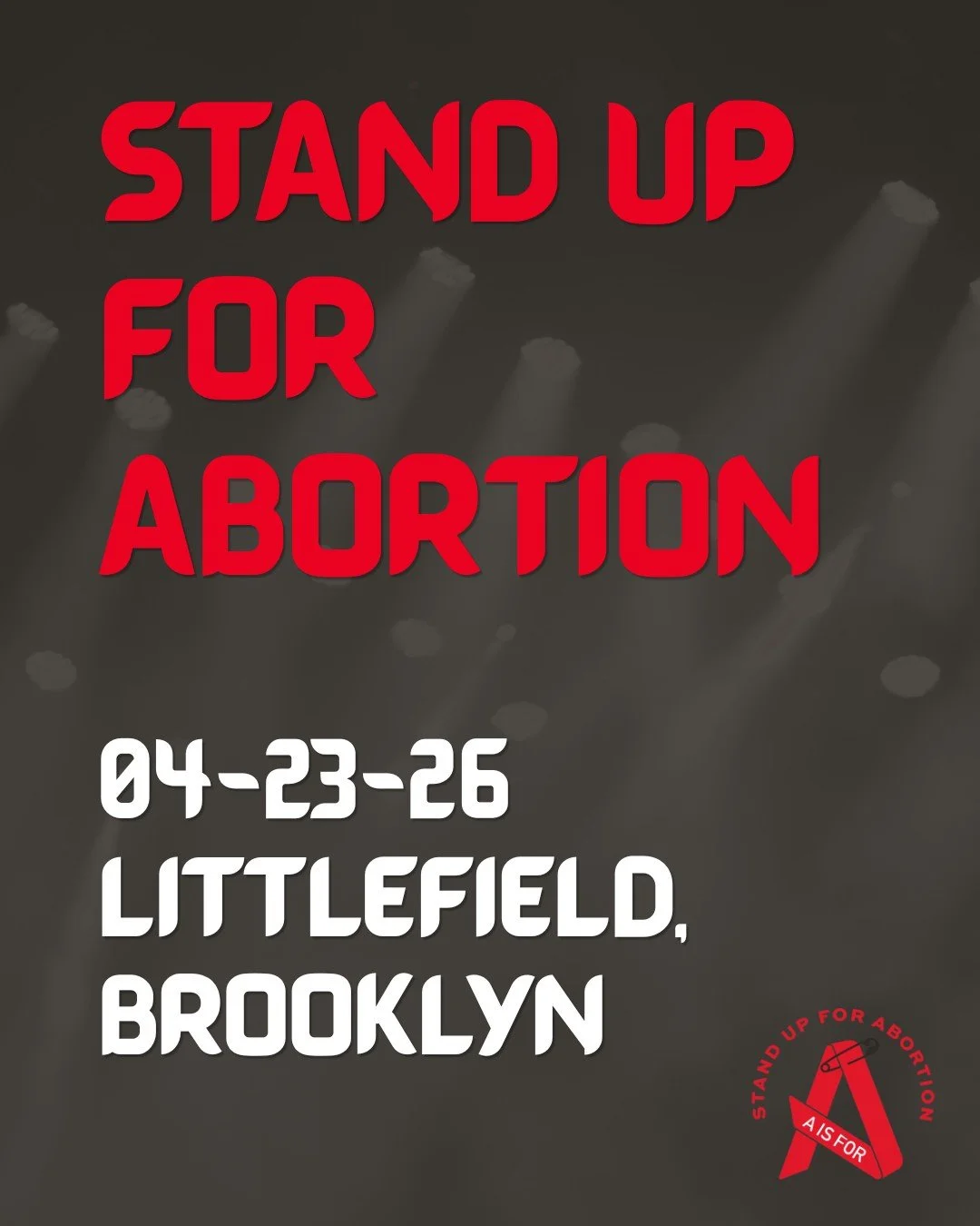 HAPPENING NEXT THURSDAY. STAND UP FOR ABORTION. 

A night of comedy to benefit A is For.

Featuring: Janelle Draper, Alison Leiby, Kenice Mobley, Sean Platton, &amp; Natasha Vaynblat

Get your tickets at the link in bio or on our website.

More info 