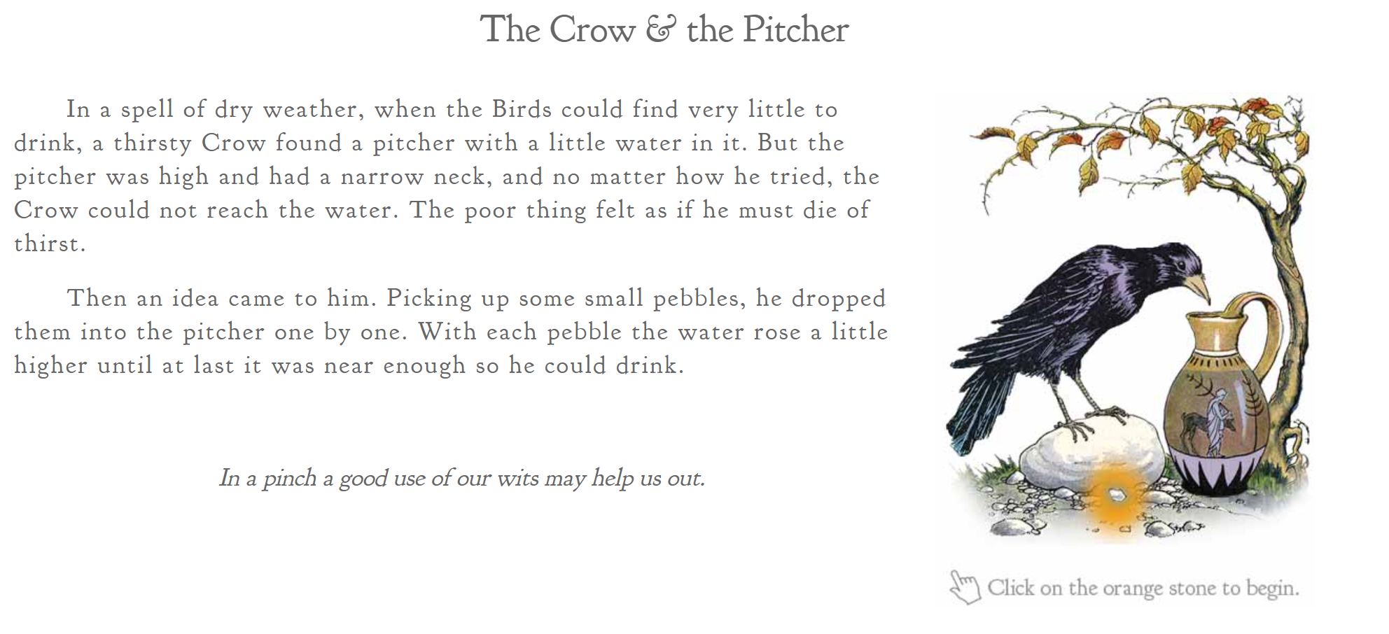 a picture of the story, illustrated, with decorative font