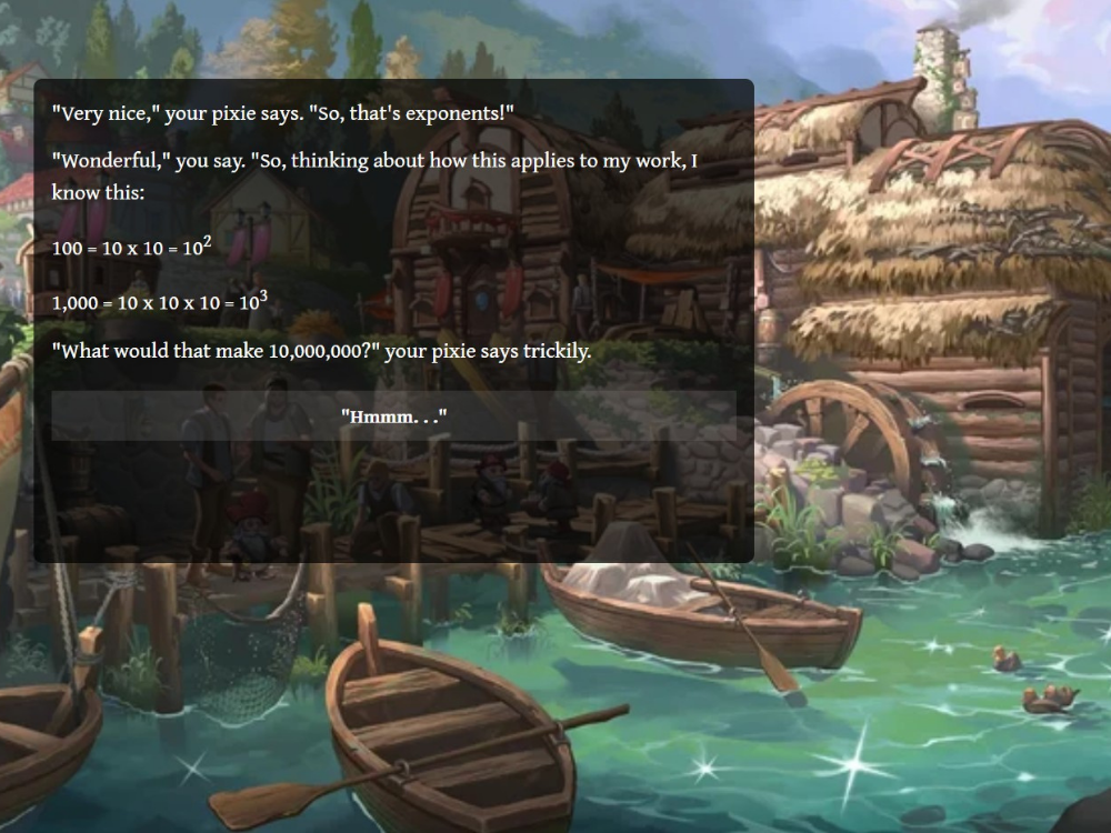 illustration of boats on water in medieval setting with math text in front