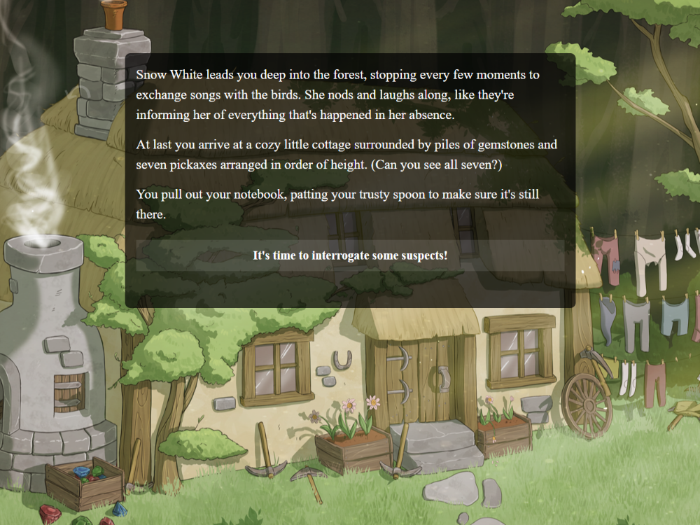 a cute fairy tale cottage with some text overlaid