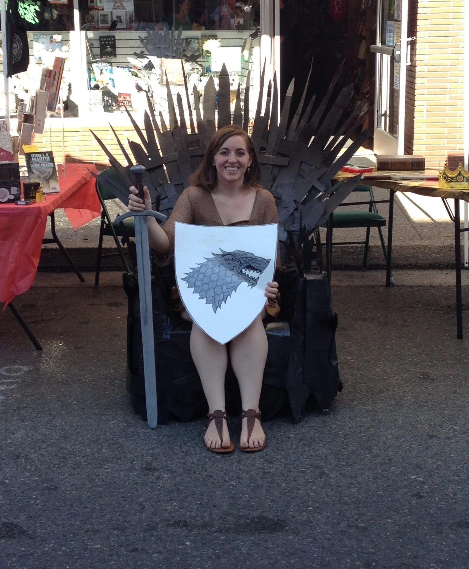 life size throne - complete with creator - bookstore