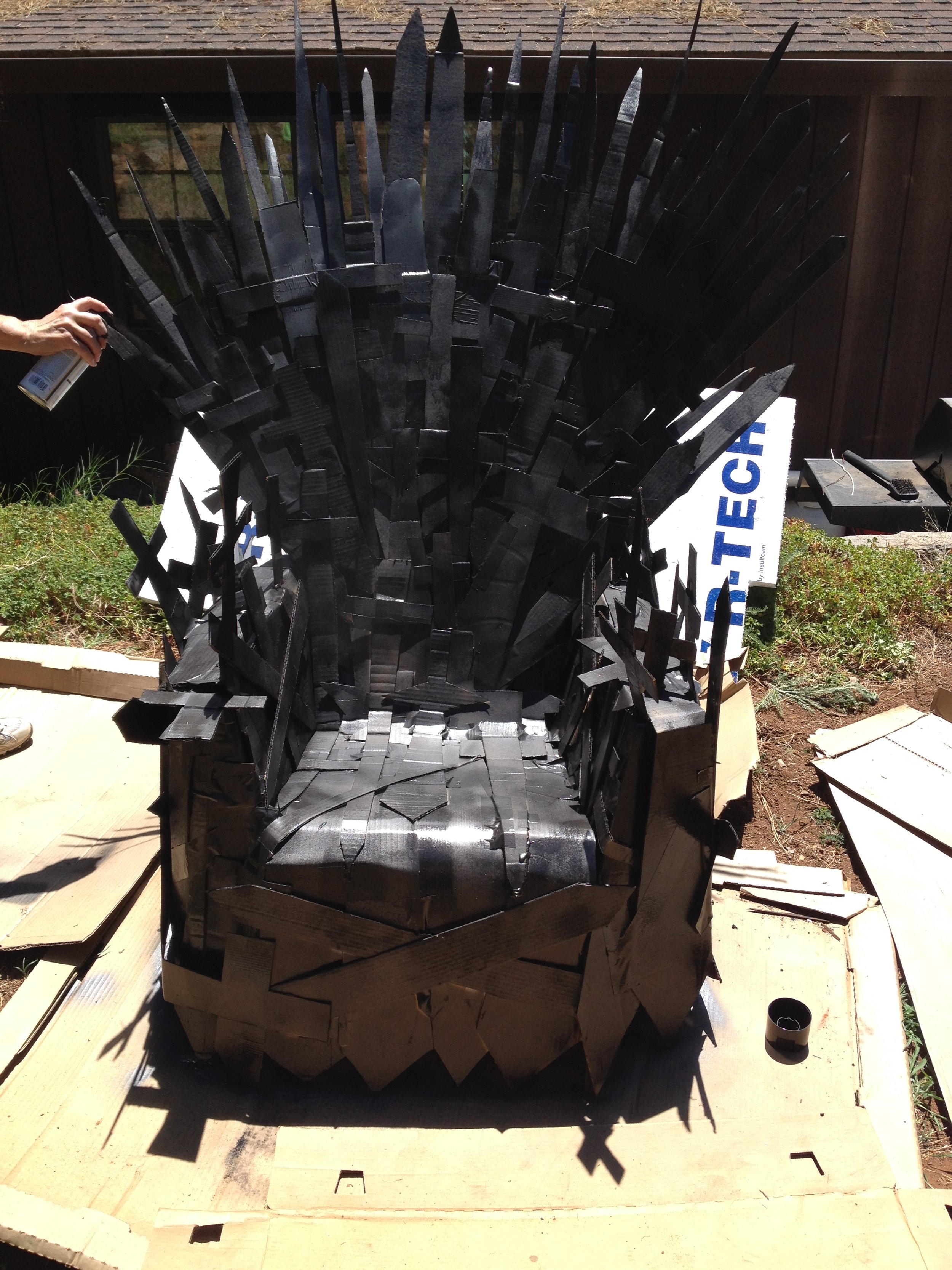 life size iron throne - process - bookstore