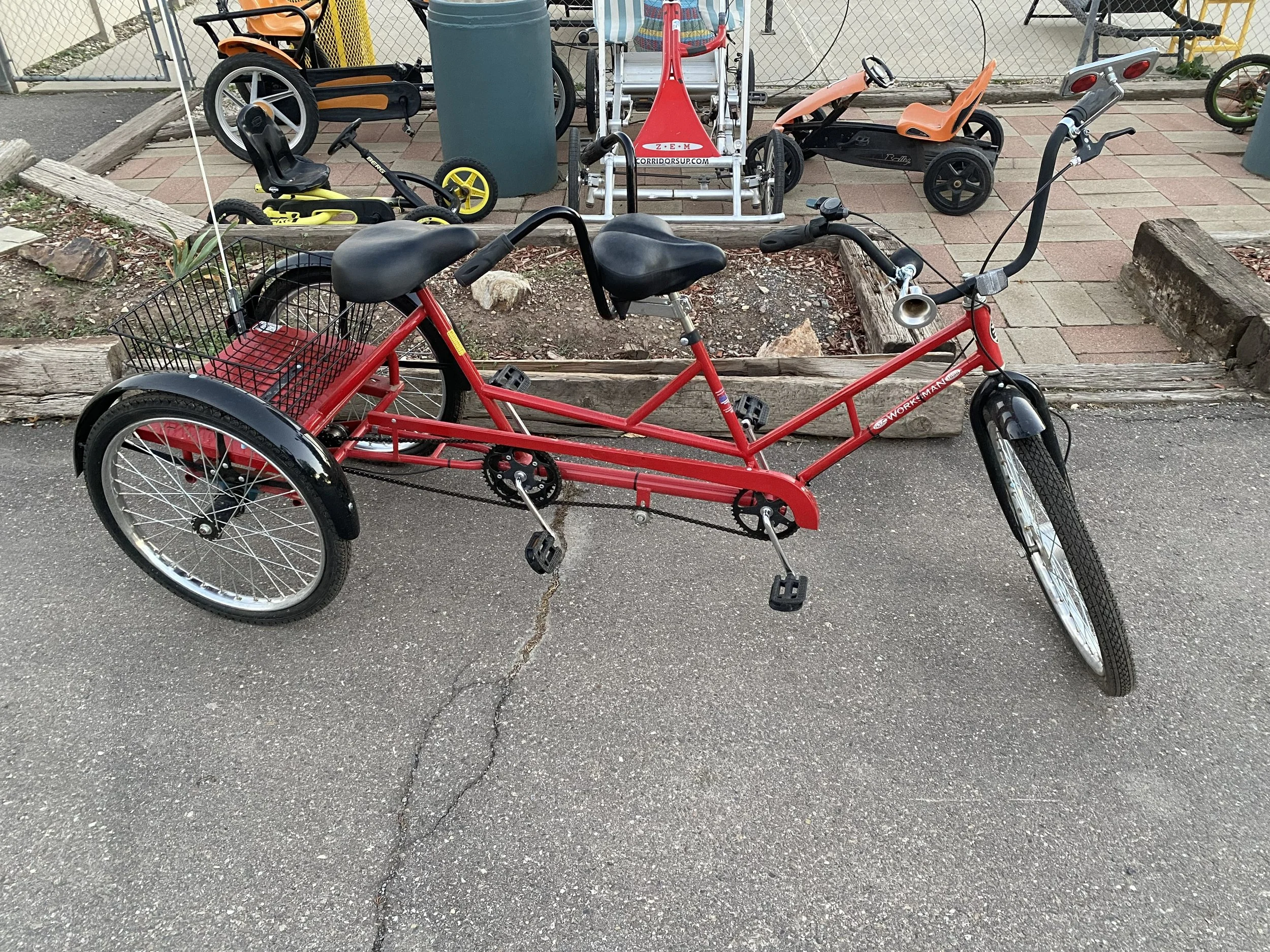 Red Worksman Tandem Trike