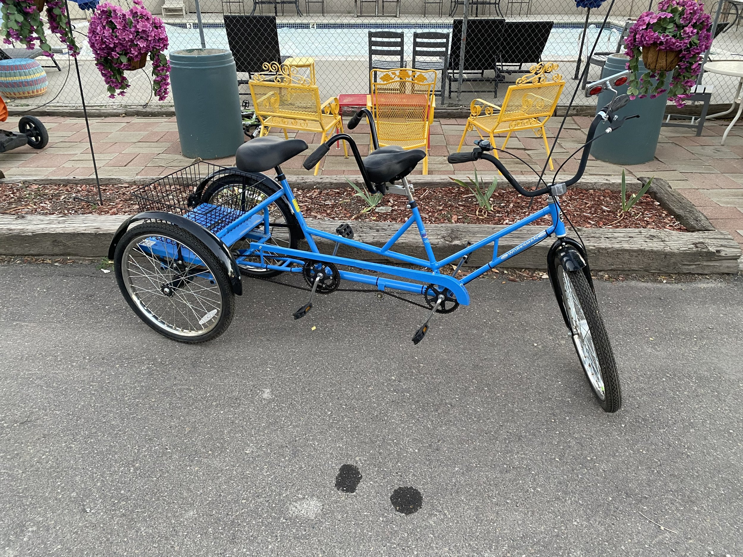 Blue Worksman Tandem Trike