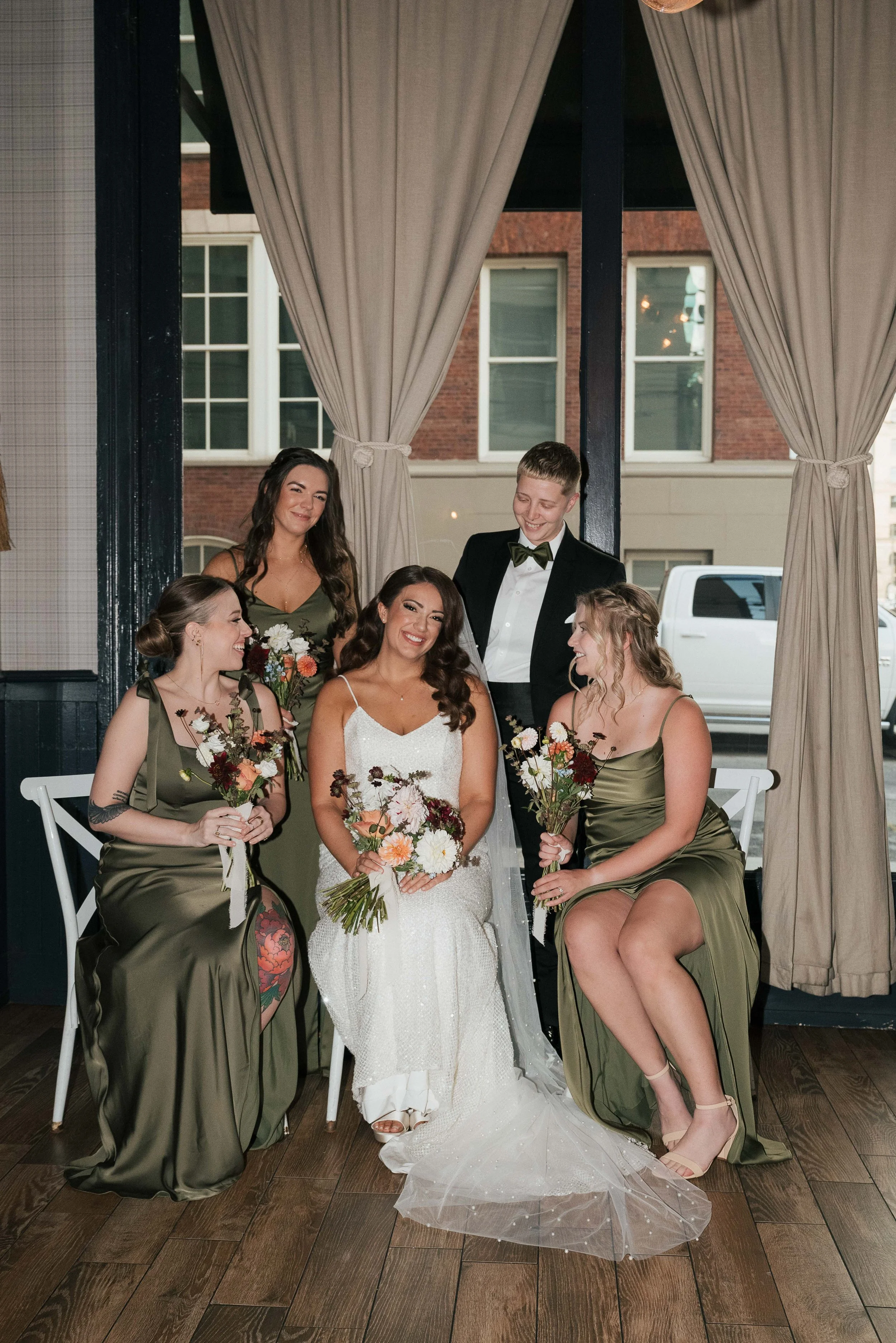 Bridal Party Portraits in Osteria’s Wine Room
