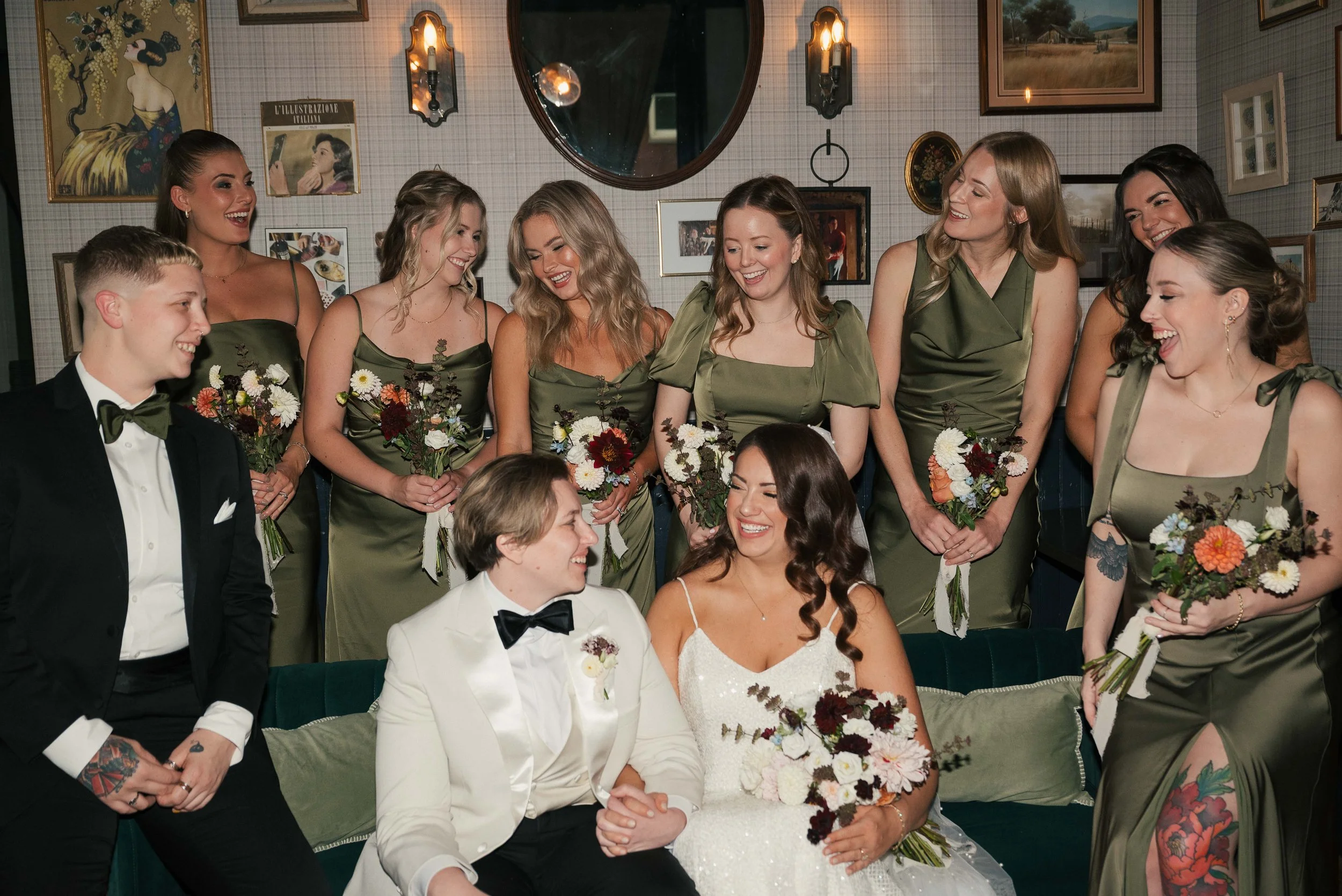 Bridal Party Portraits in Osteria’s Wine Room