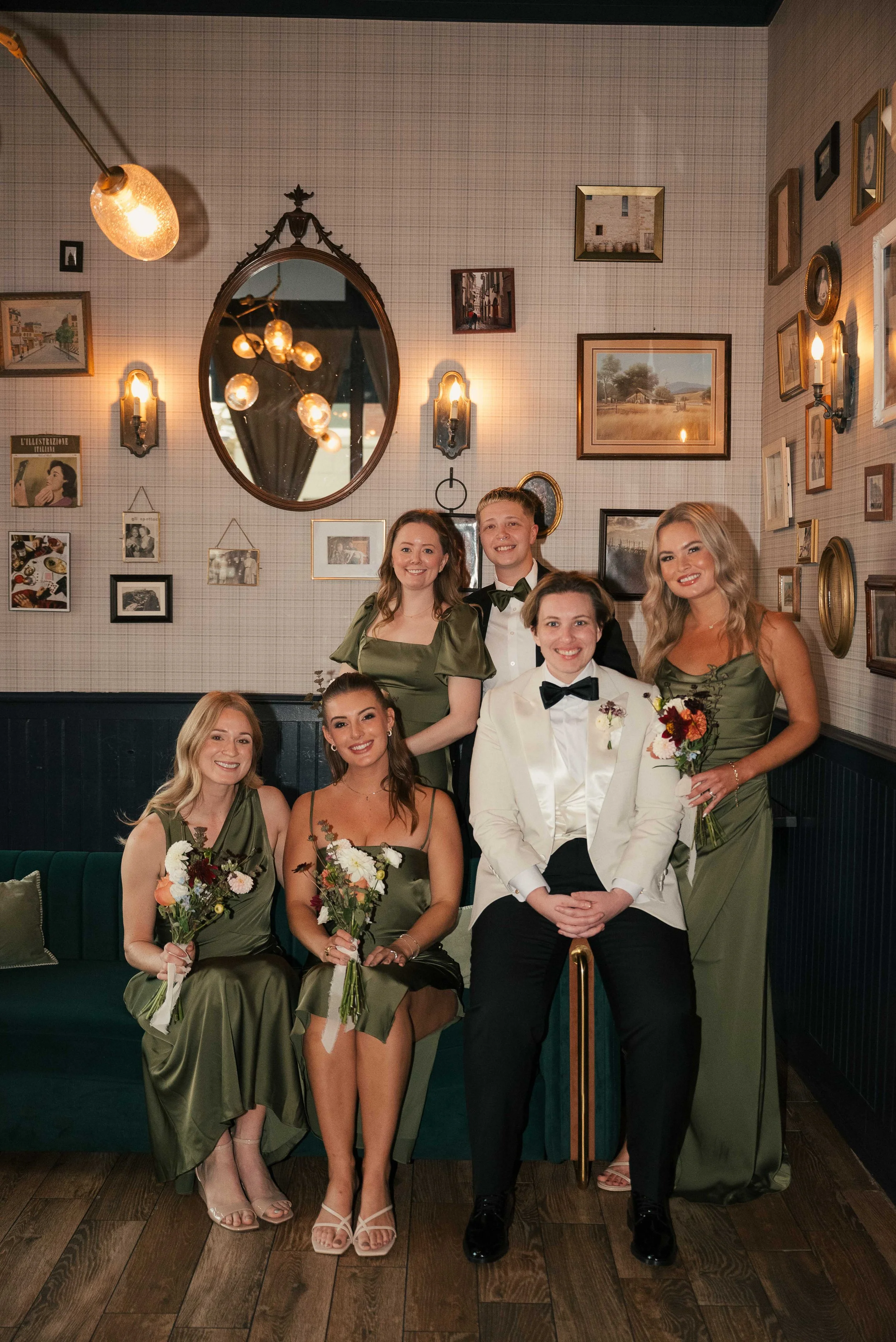 Bridal Party Portraits in Osteria’s Wine Room