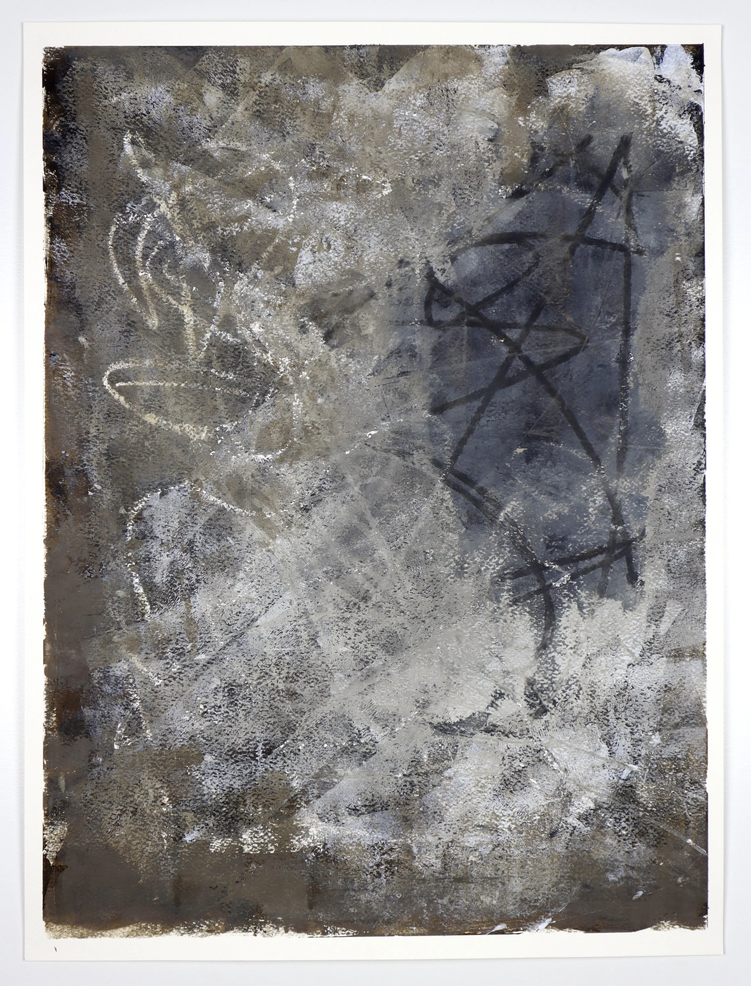 Through the Vortex Channel No. 7:17, 
Smoky Quartz. Acrylic and oil pastel on watercolor paper, 18 x 24 inches, 2022