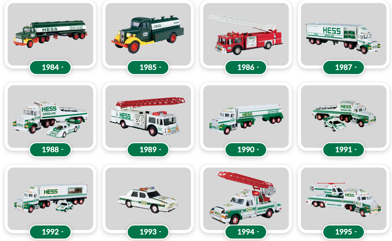 By Year Hess Toy Truck Collection HESS Toy Trucks: An Annual