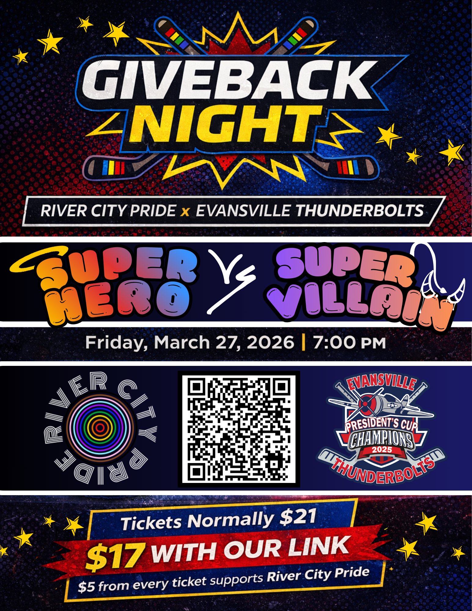 Evansville Thunderbolts - River City Pride Giveback Night!