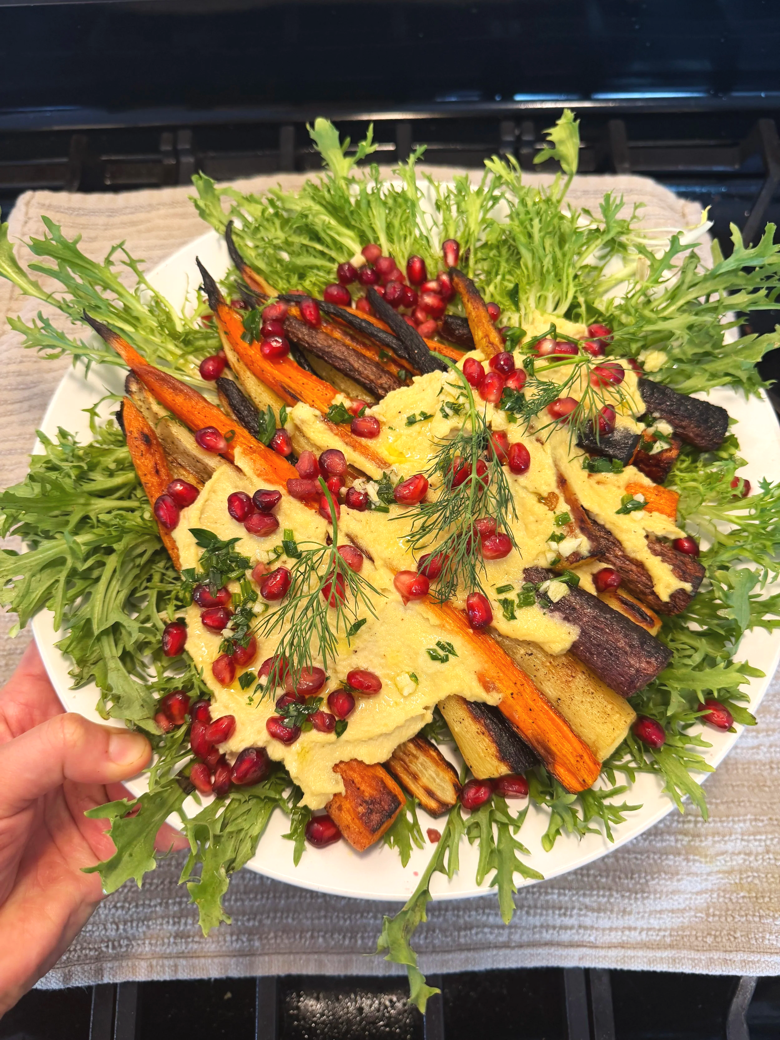 Roasted Rainbow Carrots with Whipped Vegan Ricotta