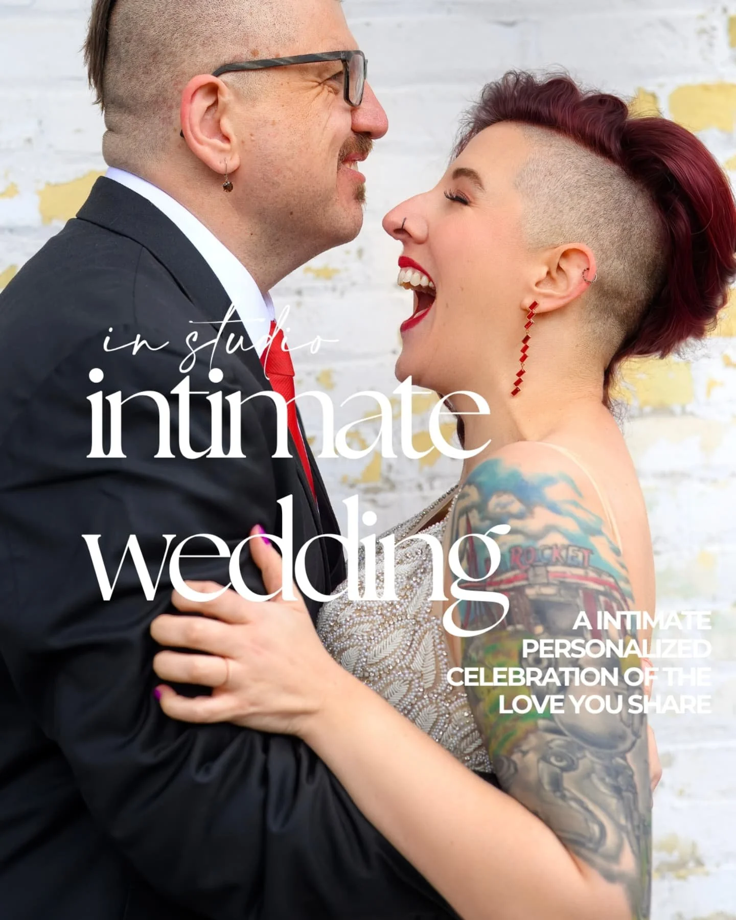 looking for more than a ceremony, but the formalities and long hours of a full traditional wedding day make you nervous? 

Intimate Weddings in the Unmistakably You Studio are the perfect solution! Up to 36 seated guests or 50 standing, your offician