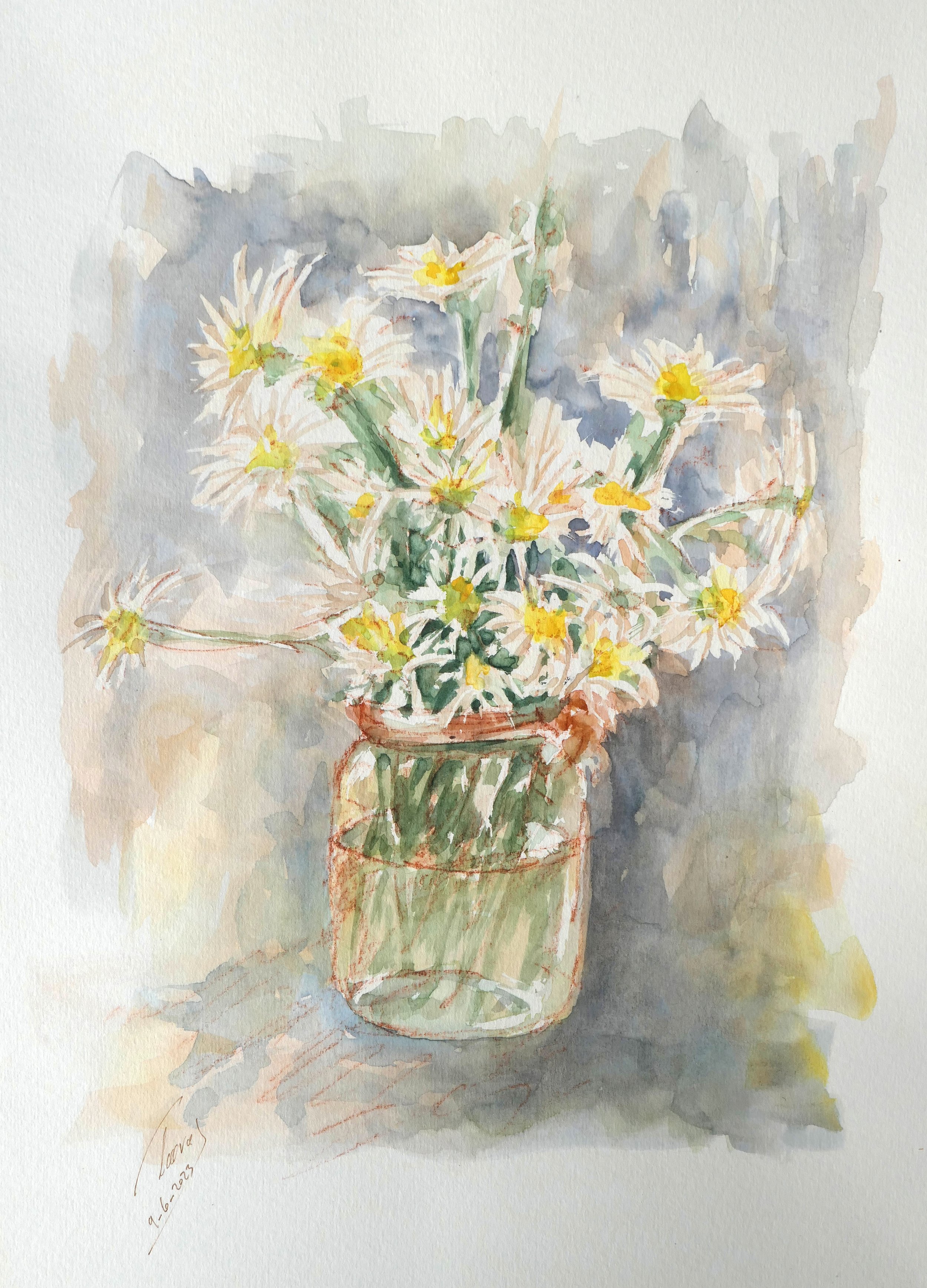 White Flowers (Watercolor)   12x16   2023