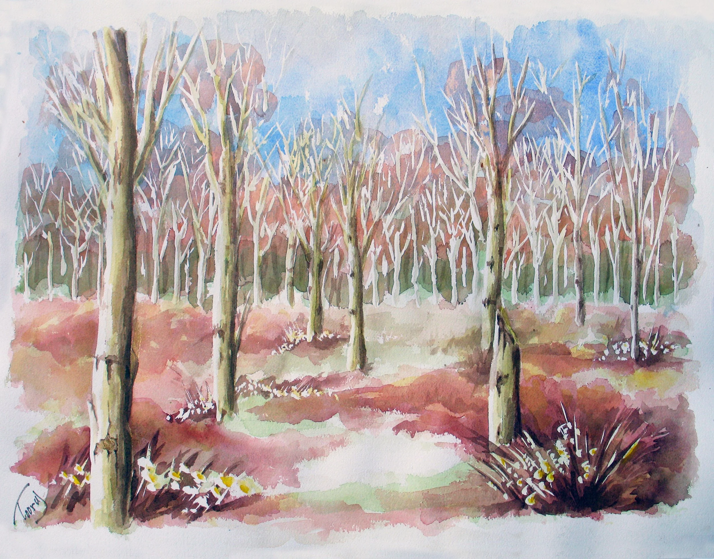 Park in Fall (Watercolor)  16x20  2004