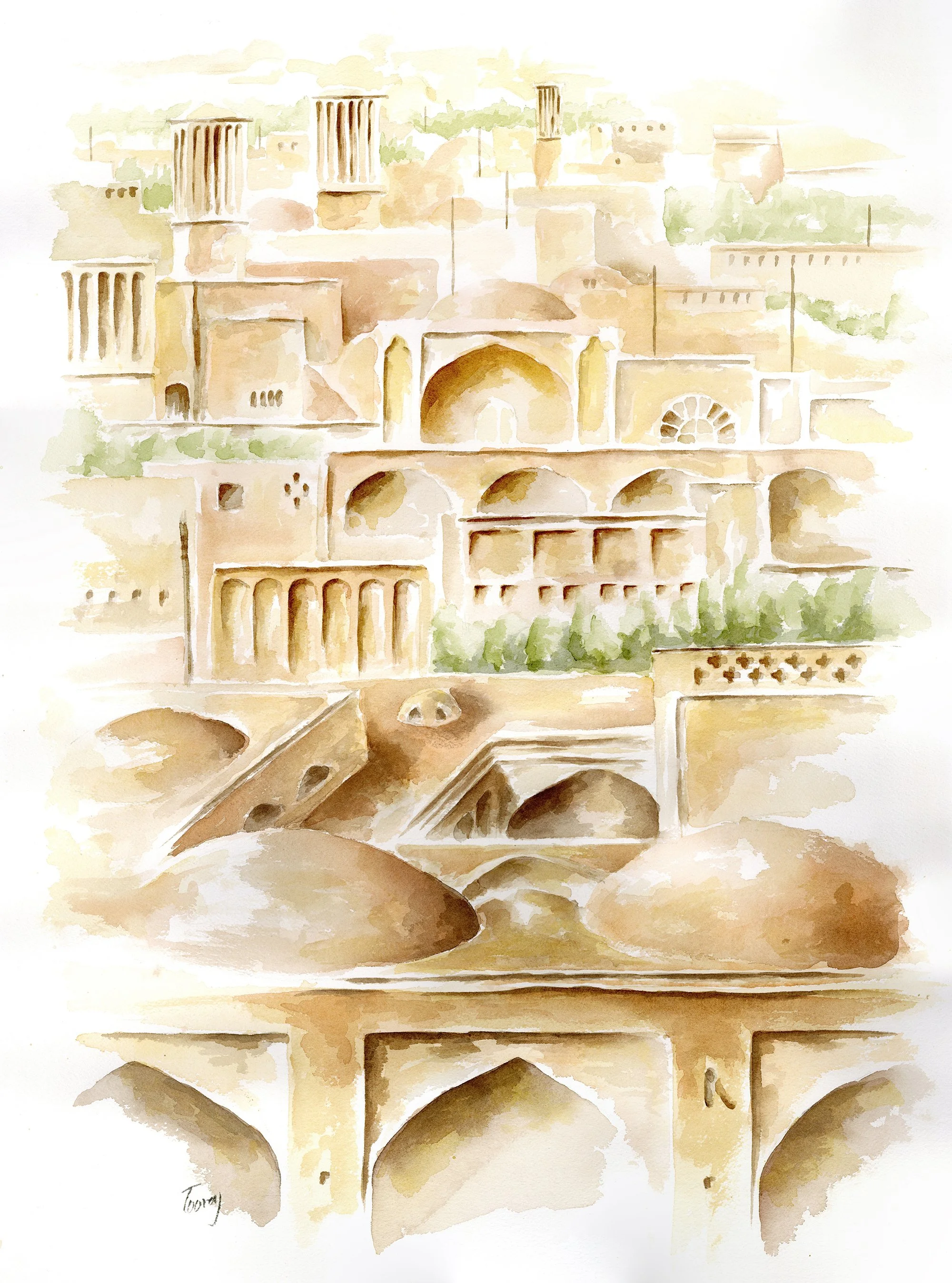 City of Yazd  (Watercolor)  18x24   1987