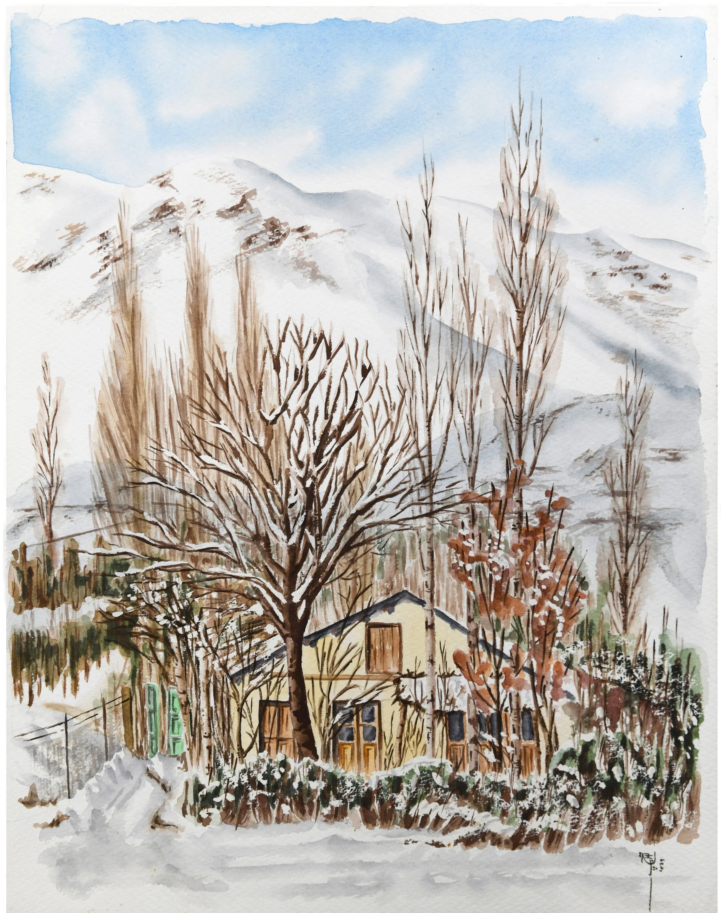 House in Damavand (Watercolor)  18x24   1980