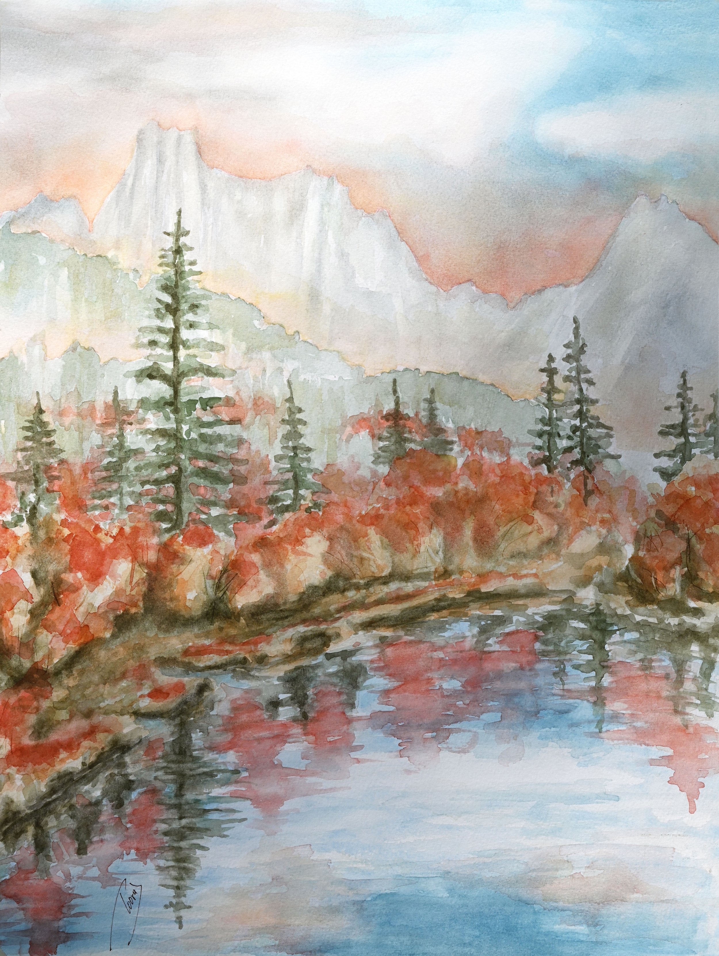 Fall Reflection (Watercolor)   14x18   2025