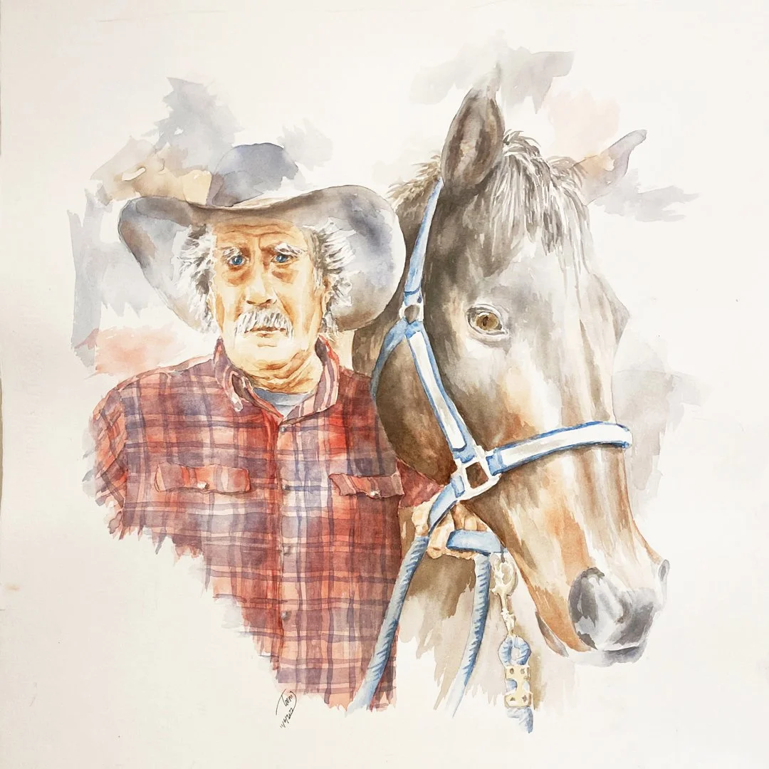 His Horse (Watercolor)  18x24   2022