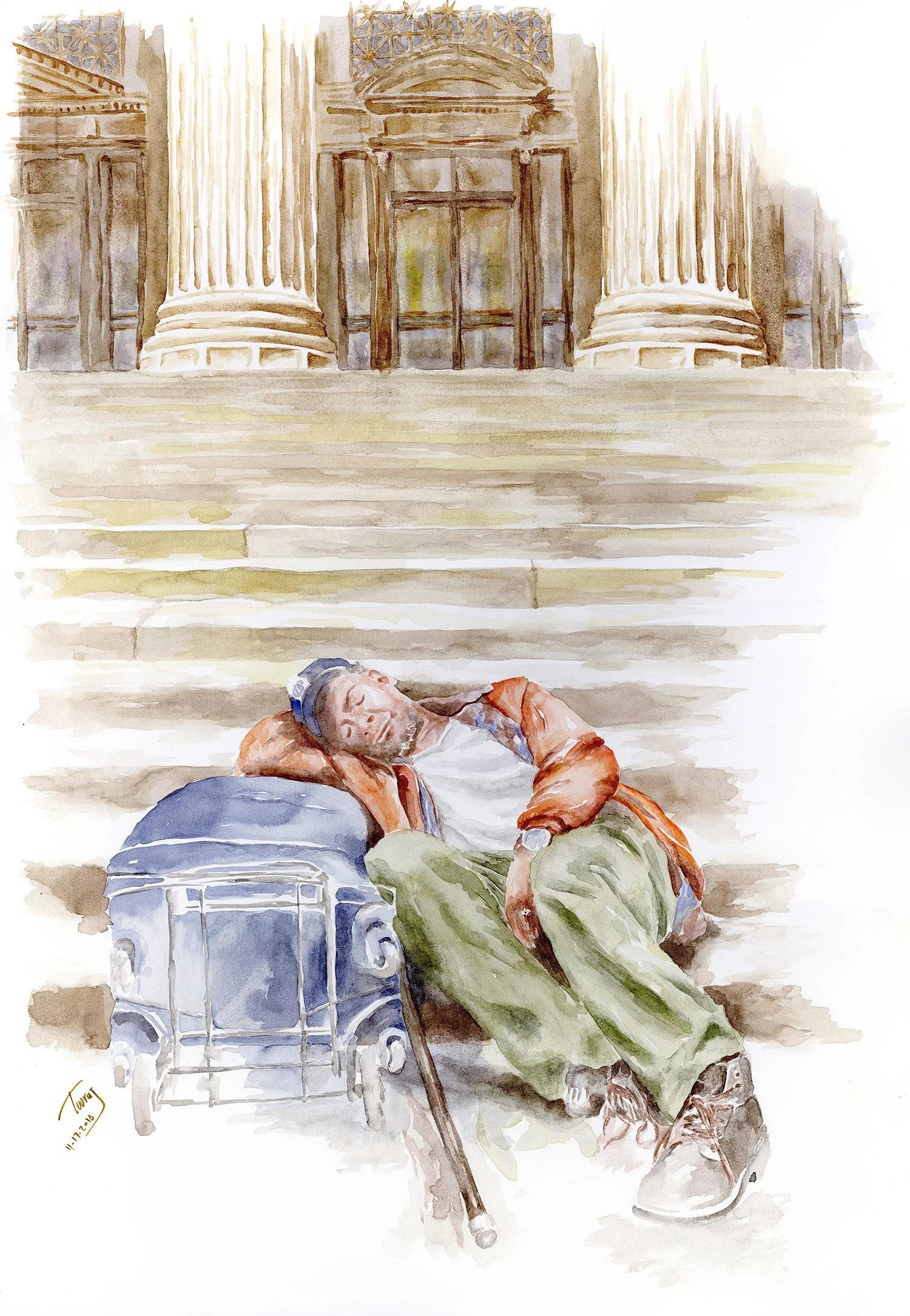 Sleeping Steps (Watercolor)    20x30      2018