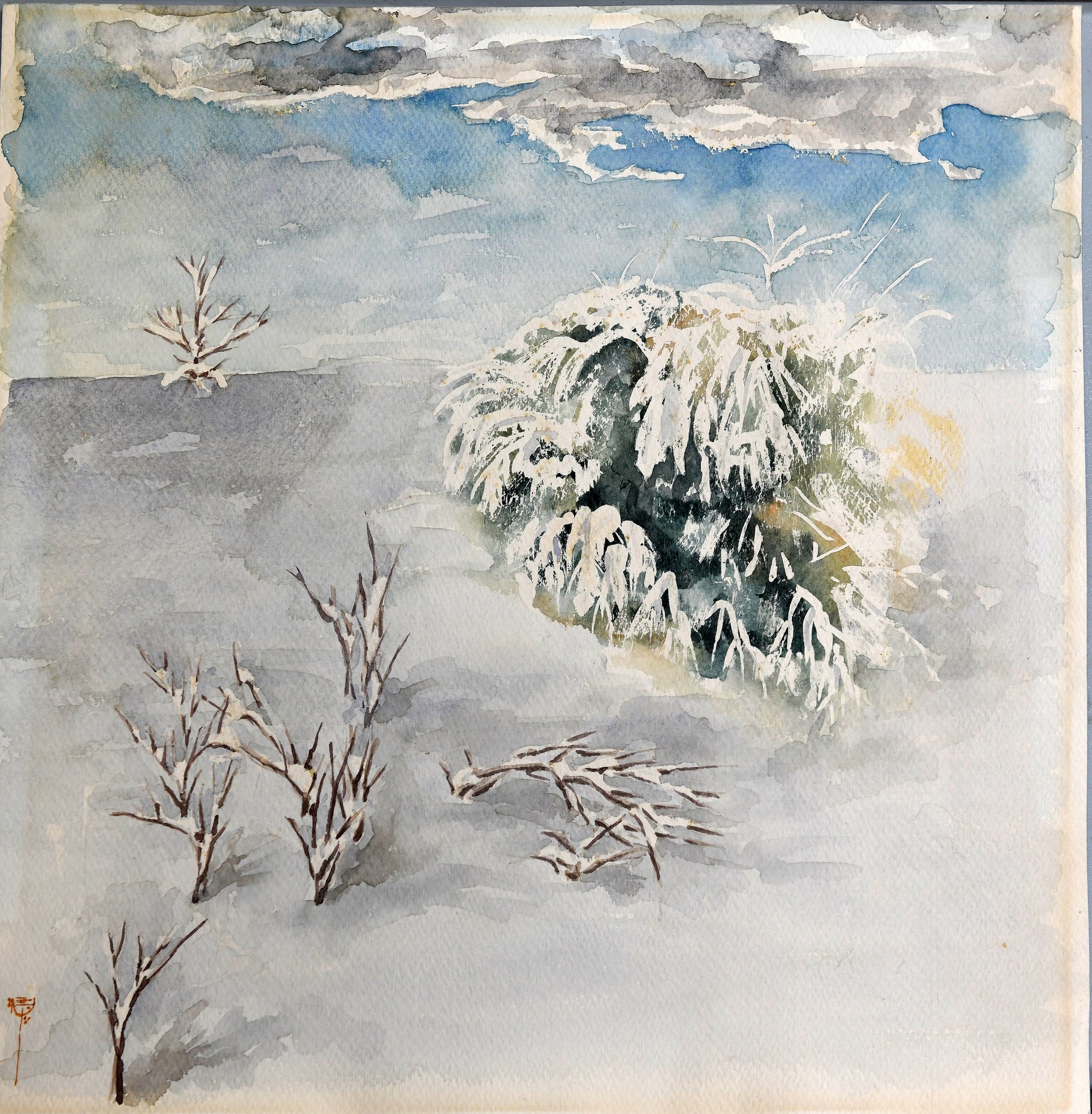 It is Cold (Watercolor)  18x18   1978