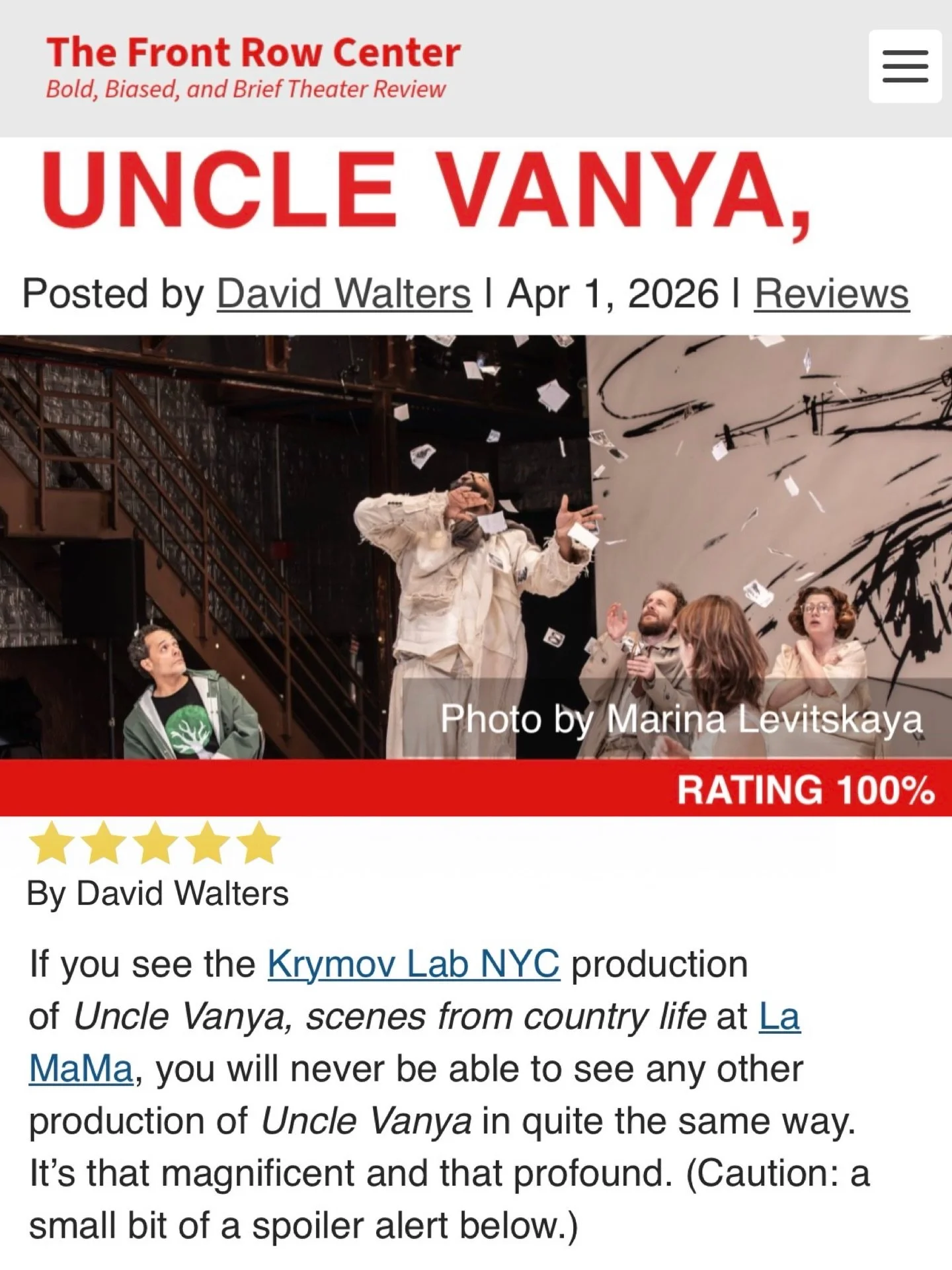 First review from The Front Row Center