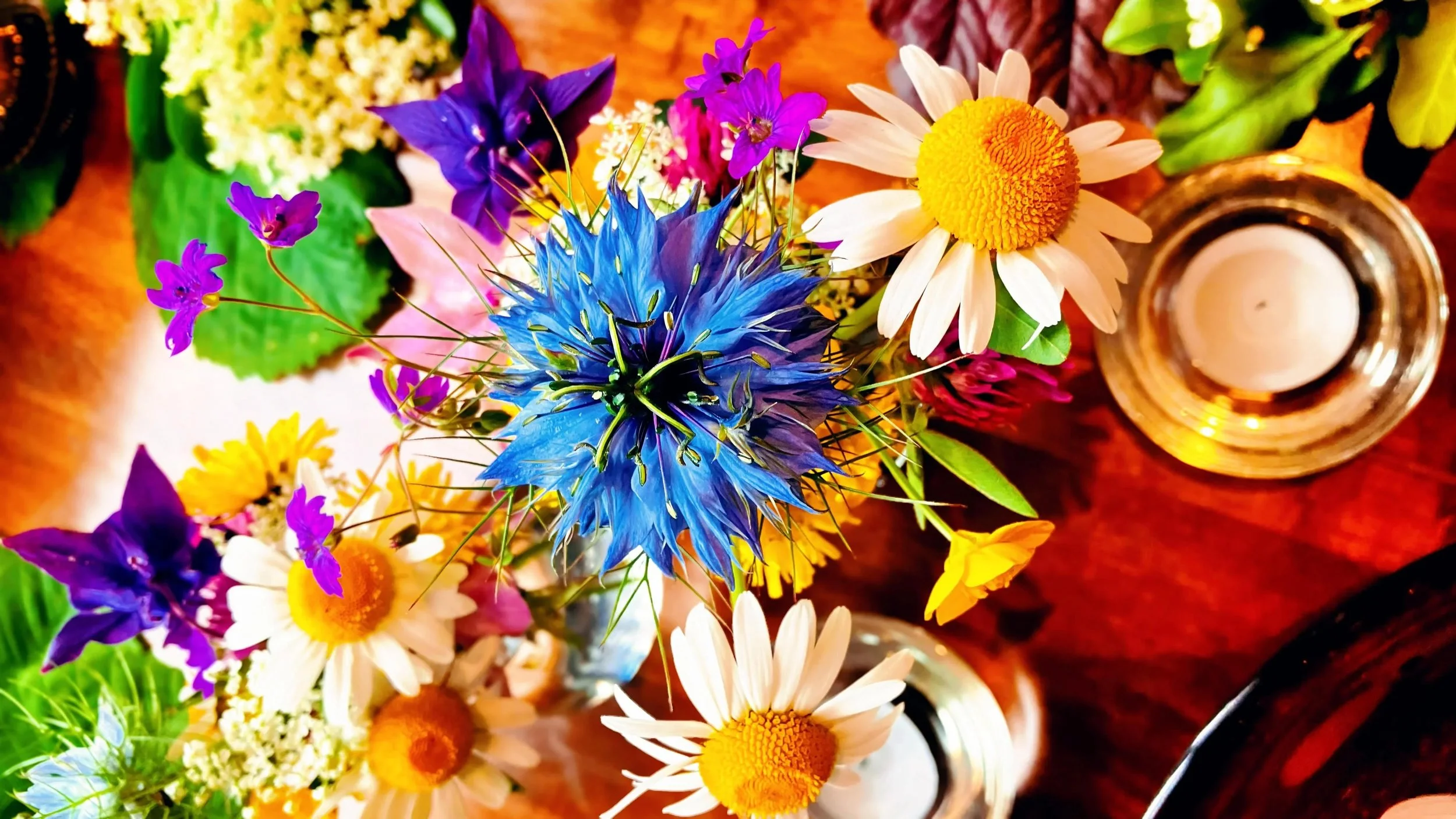 wildflowers on a women's spirituality circle altar