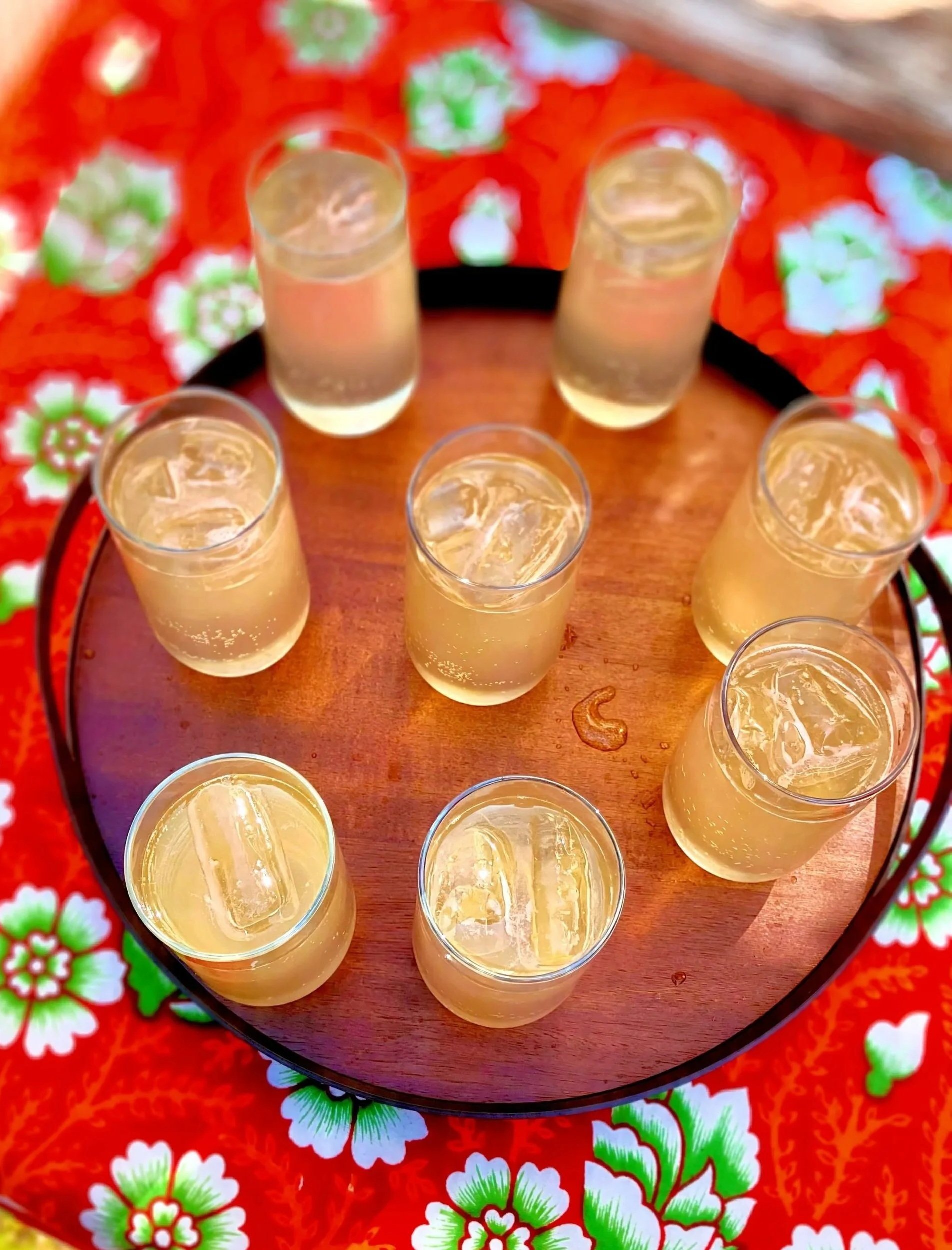 Homemade rosemary cordial served over ice at Bone Rest women's day retreat in Bristol