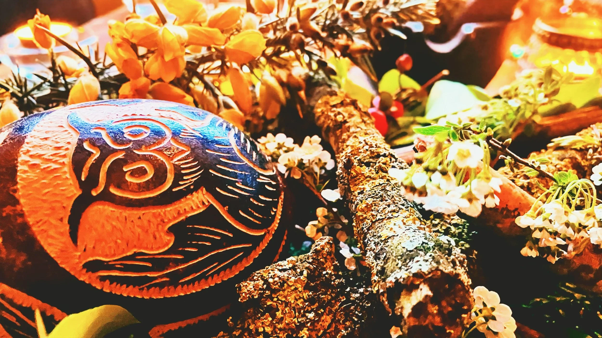 Celtic shamanic rattle on altar 