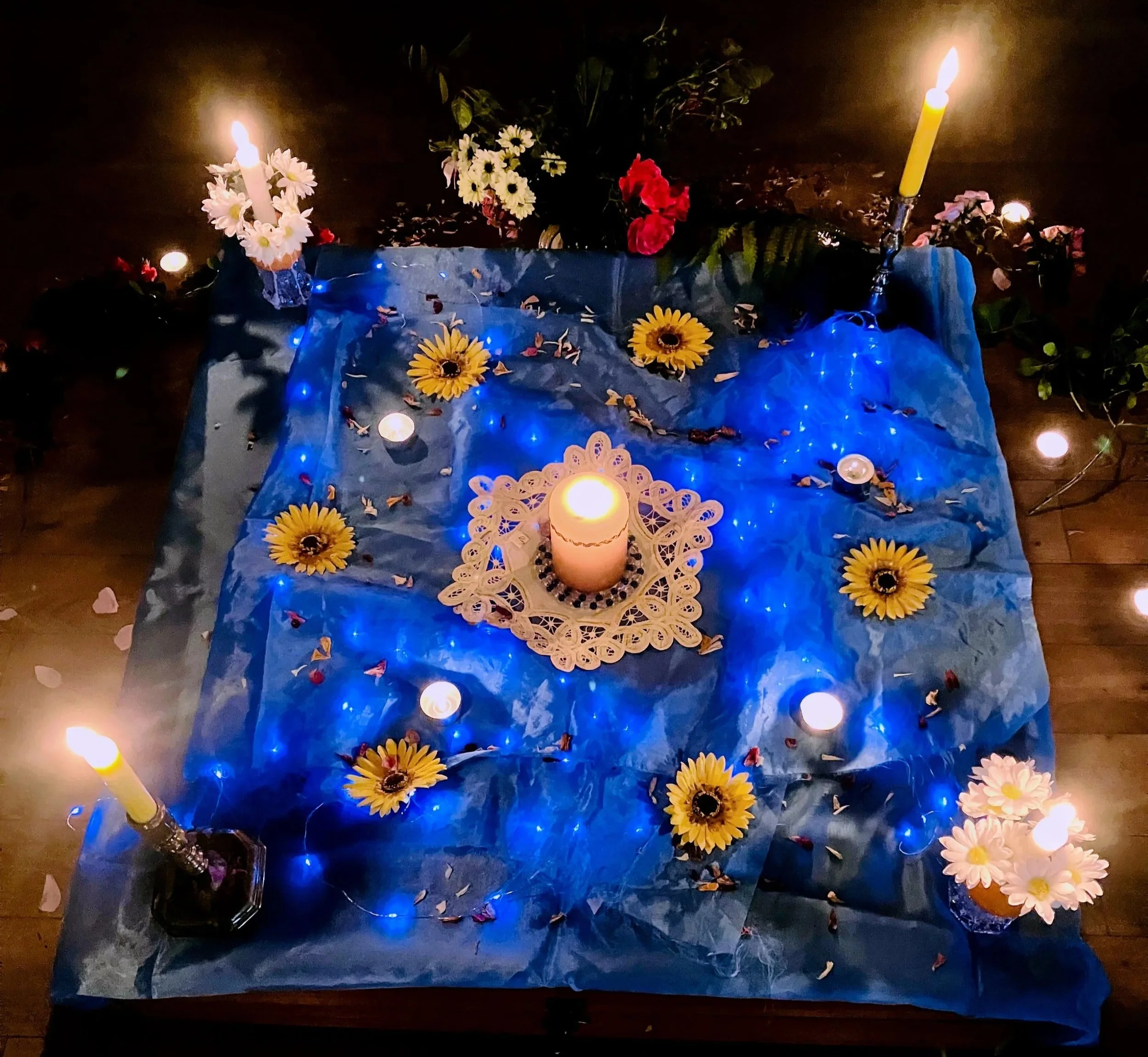 altar at a spiritual healing women's circle in Bristol