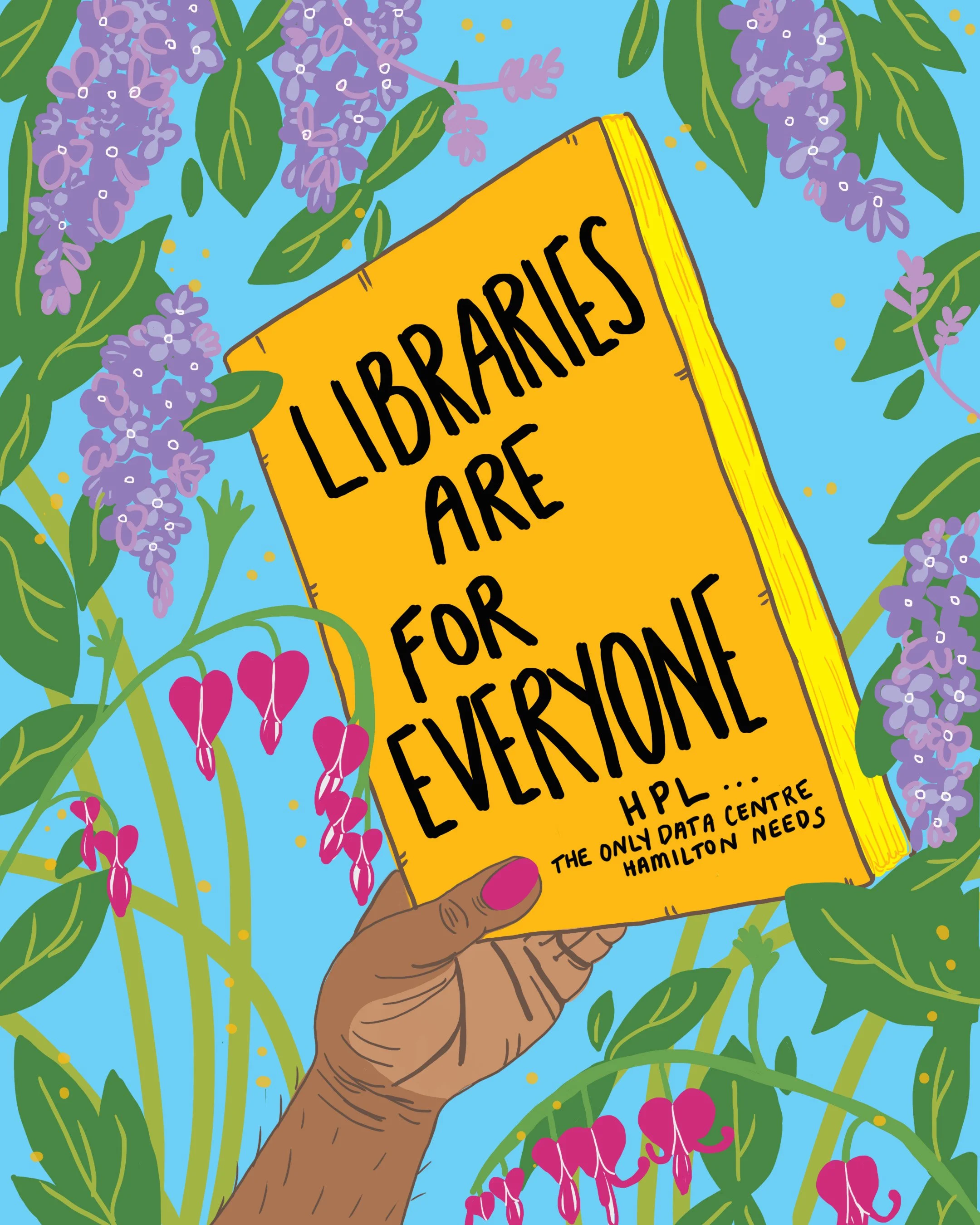 created to promote the Libraries Are For Everyone Rally at the Hamilton Central Public Library June 18, 2026