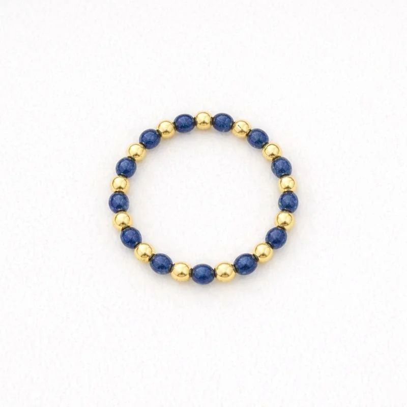 Gemstone beaded stackable ring