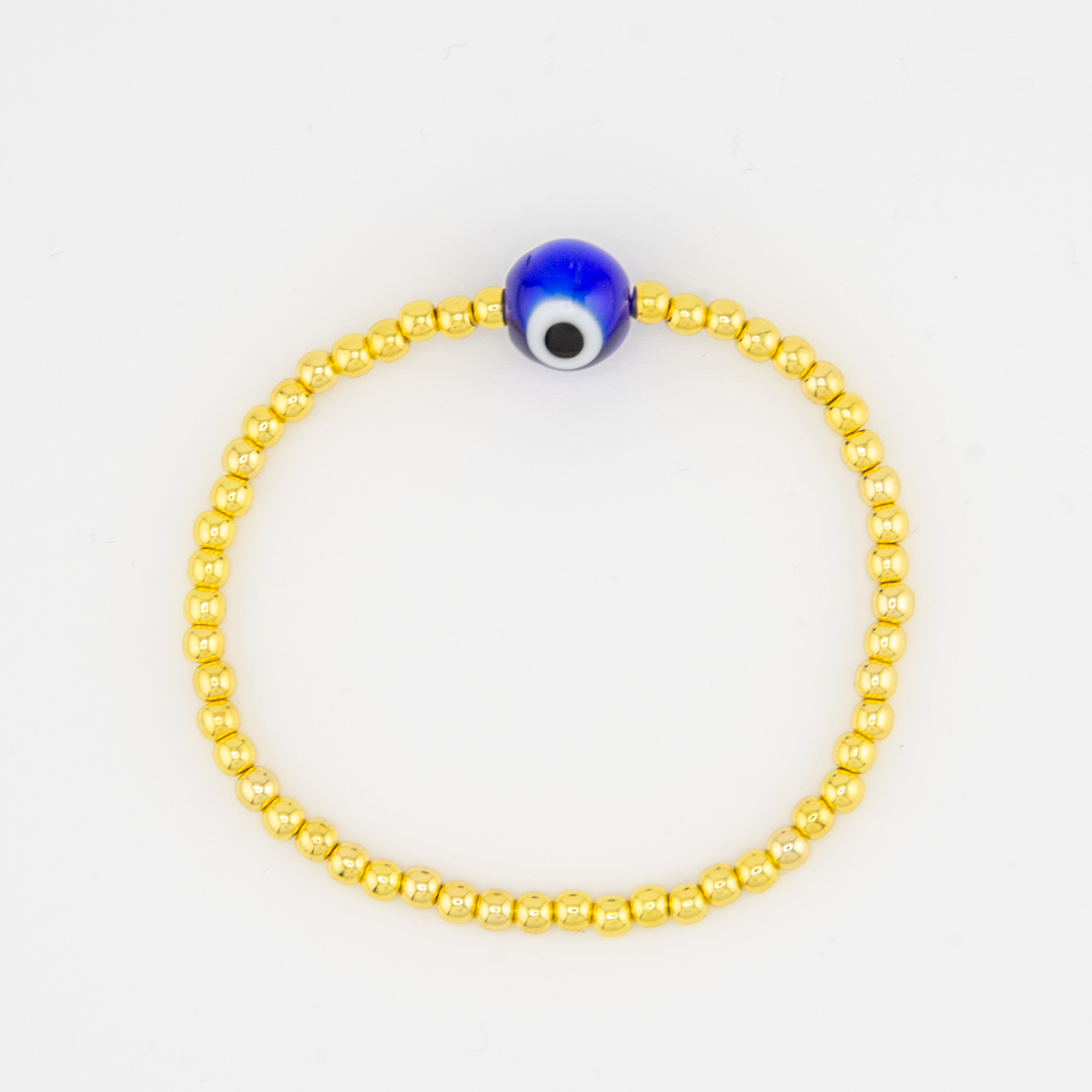 Yellow gold evil eye beaded bracelet