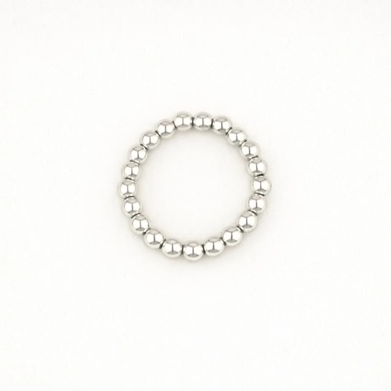 Silver beaded stacking ring