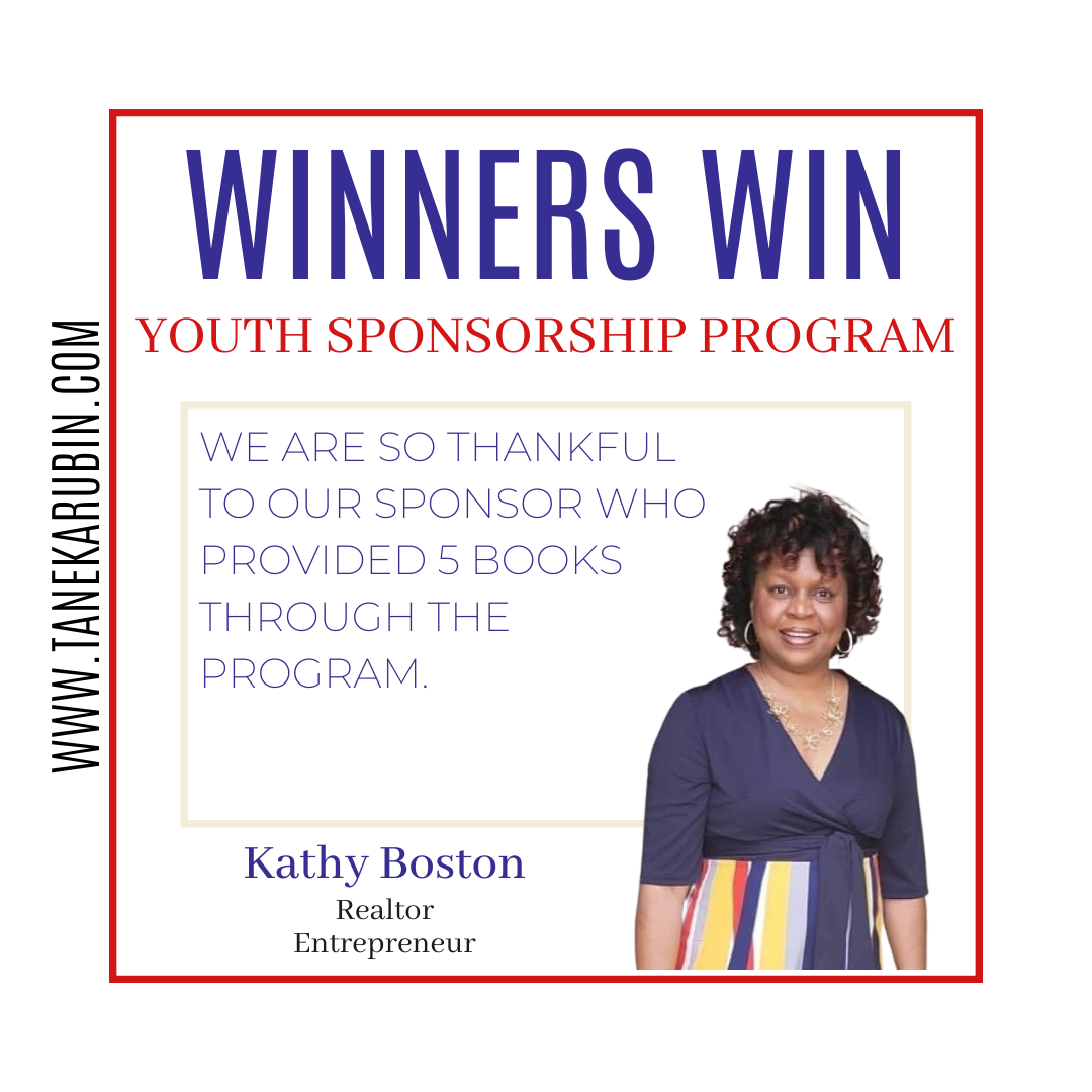 Sponsor Kathy Boston donated books to youth through the Winners Win Youth Sponsorship Program