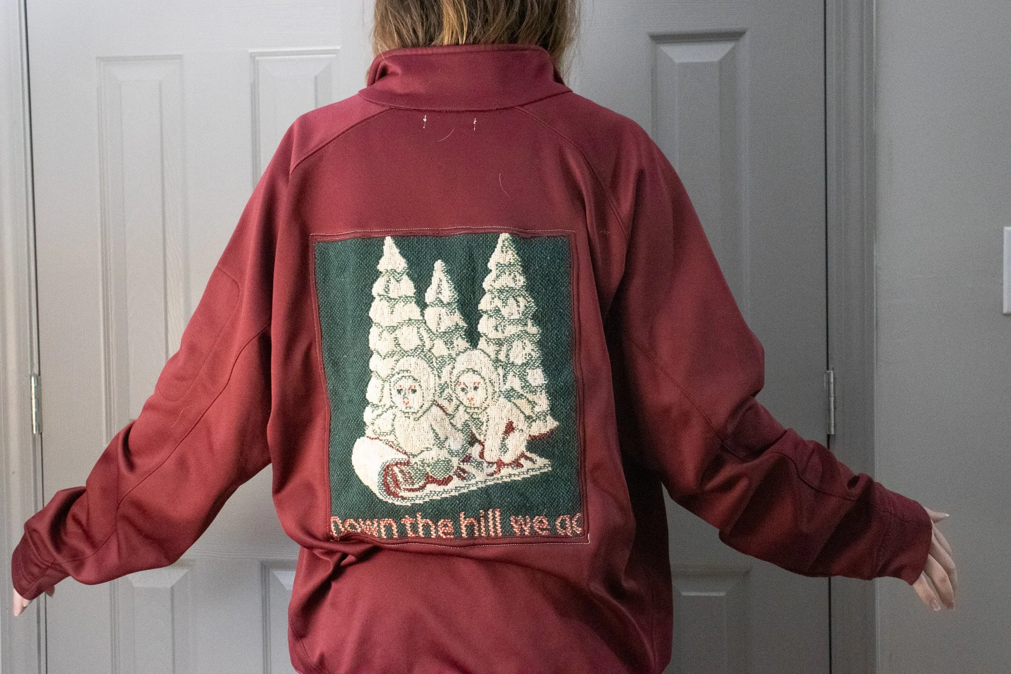 Down the Hill We Go Snowbaby Maroon Quarterzip