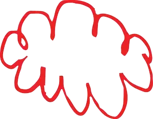 Forme de nuage dessinée en rouge, utilisée comme élément de conception.