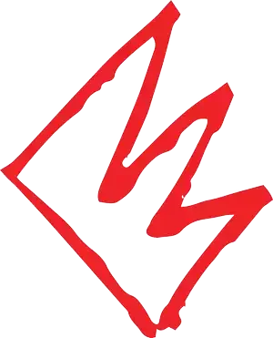 Forme de couronne dessinée en rouge, utilisée comme élément de design.