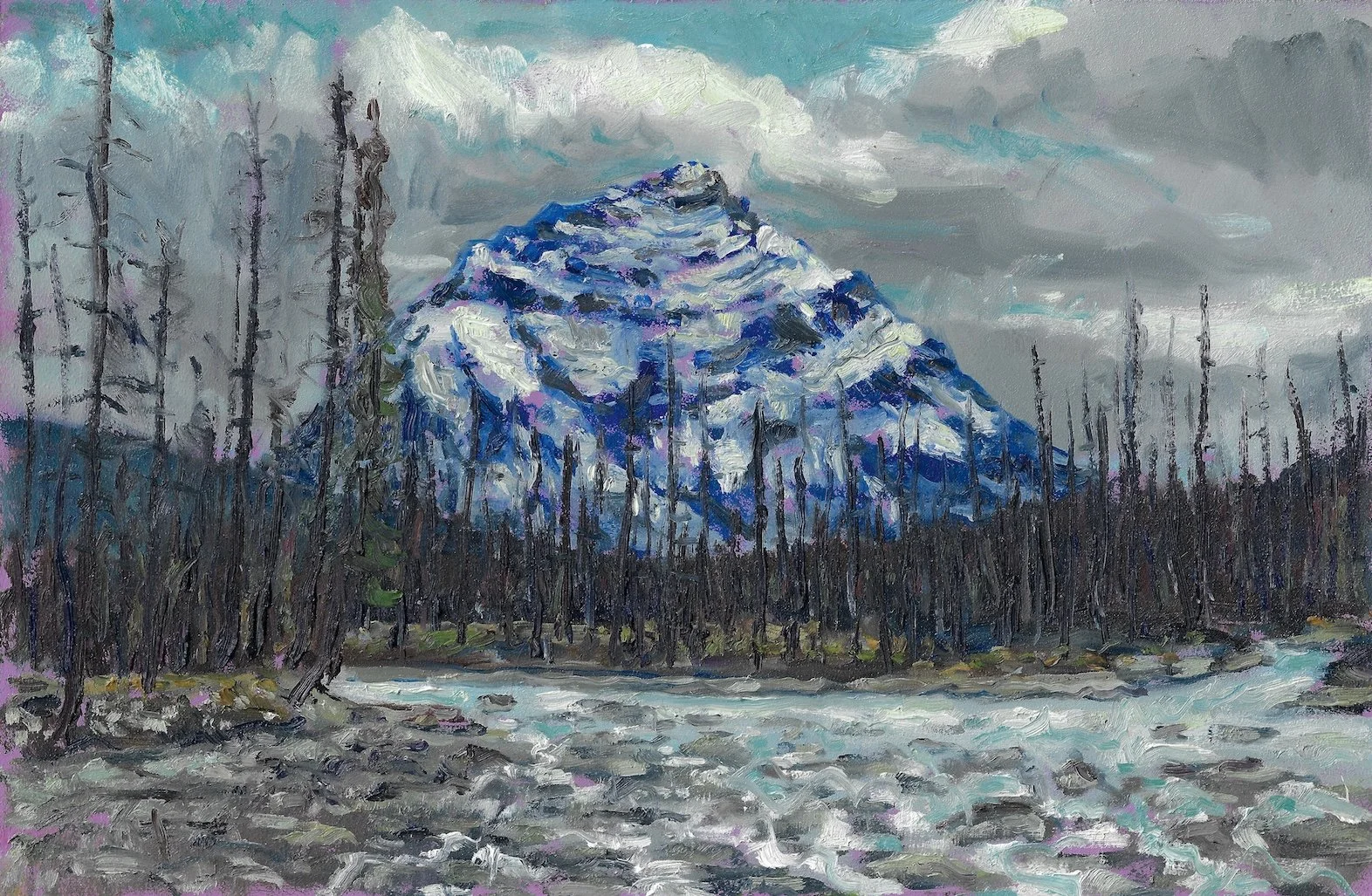 Nic Martin (Edmonton, AB)
Mount Kirkeslin, 2025
oil on masonite
7 3/4 x 11 7/8"
$300 unframed - click to purchase