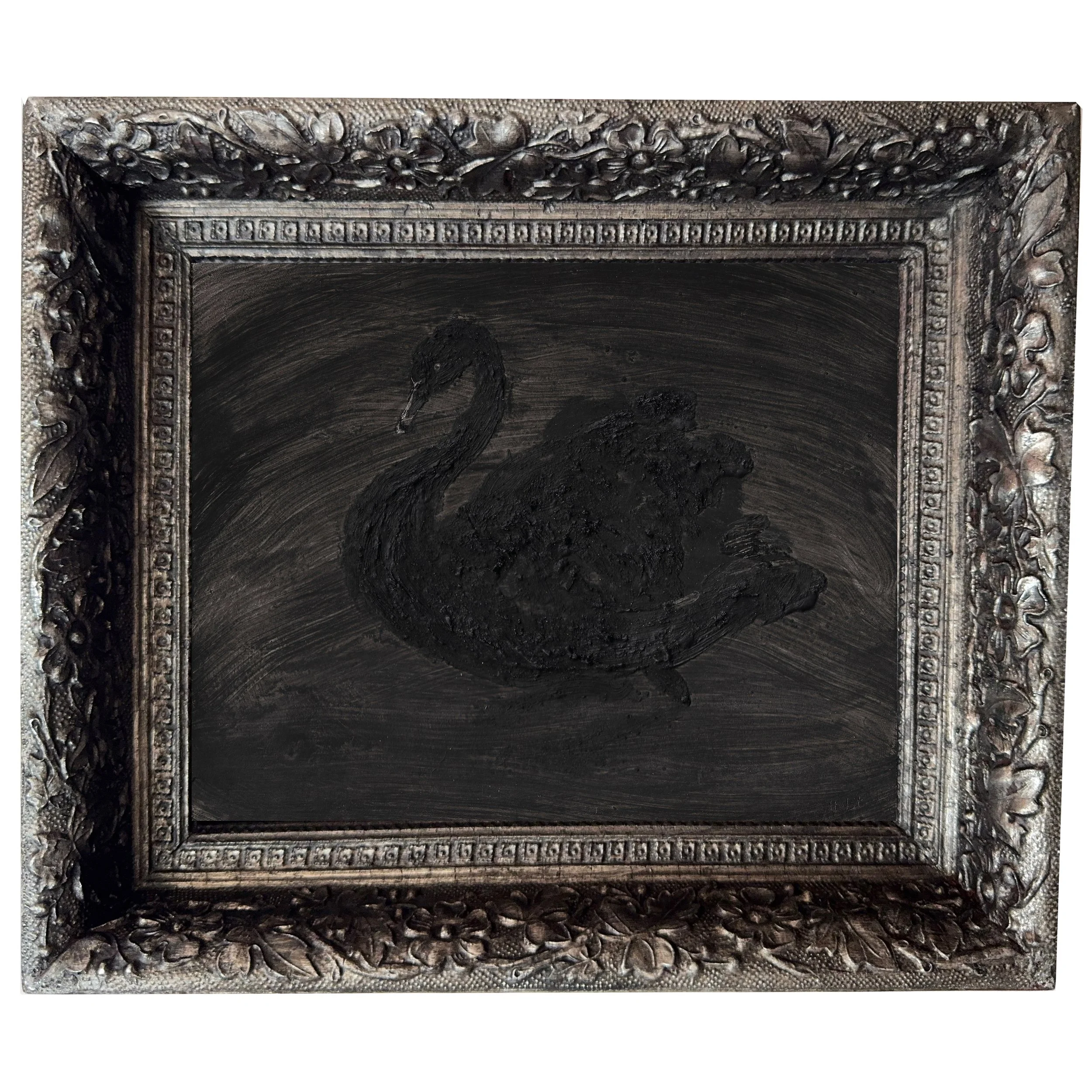 Dana Holst
Study for Black Swan
2025
oil and encaustic on prepared paper
7.25 x 9.25 inches
$750 framed
click to purchase