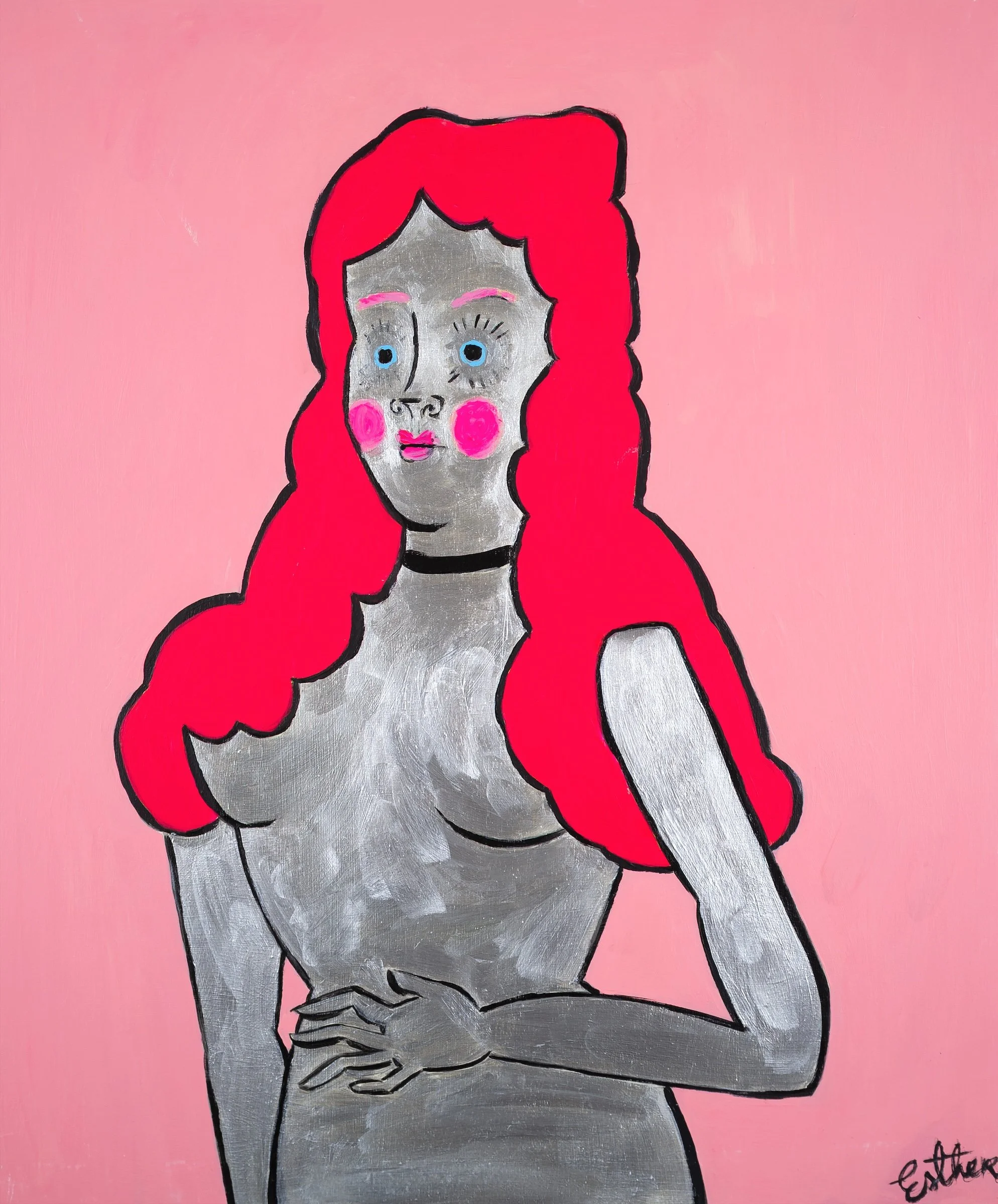 Esther Suzanne Scott  
/ Woman with Sick Stomach
2026 / 24 x 20"
acrylic on wood panel
private collection
