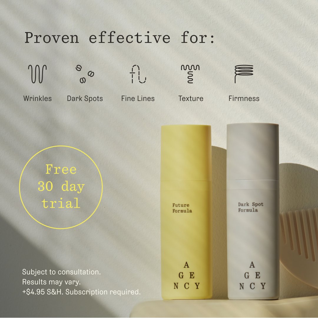 Agency Skincare image ad showing its product range and benefits