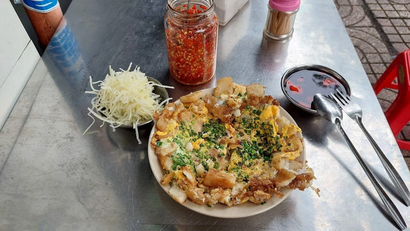 Street food in Ho Chi Minh City Vietnamese fried rice flour cakes