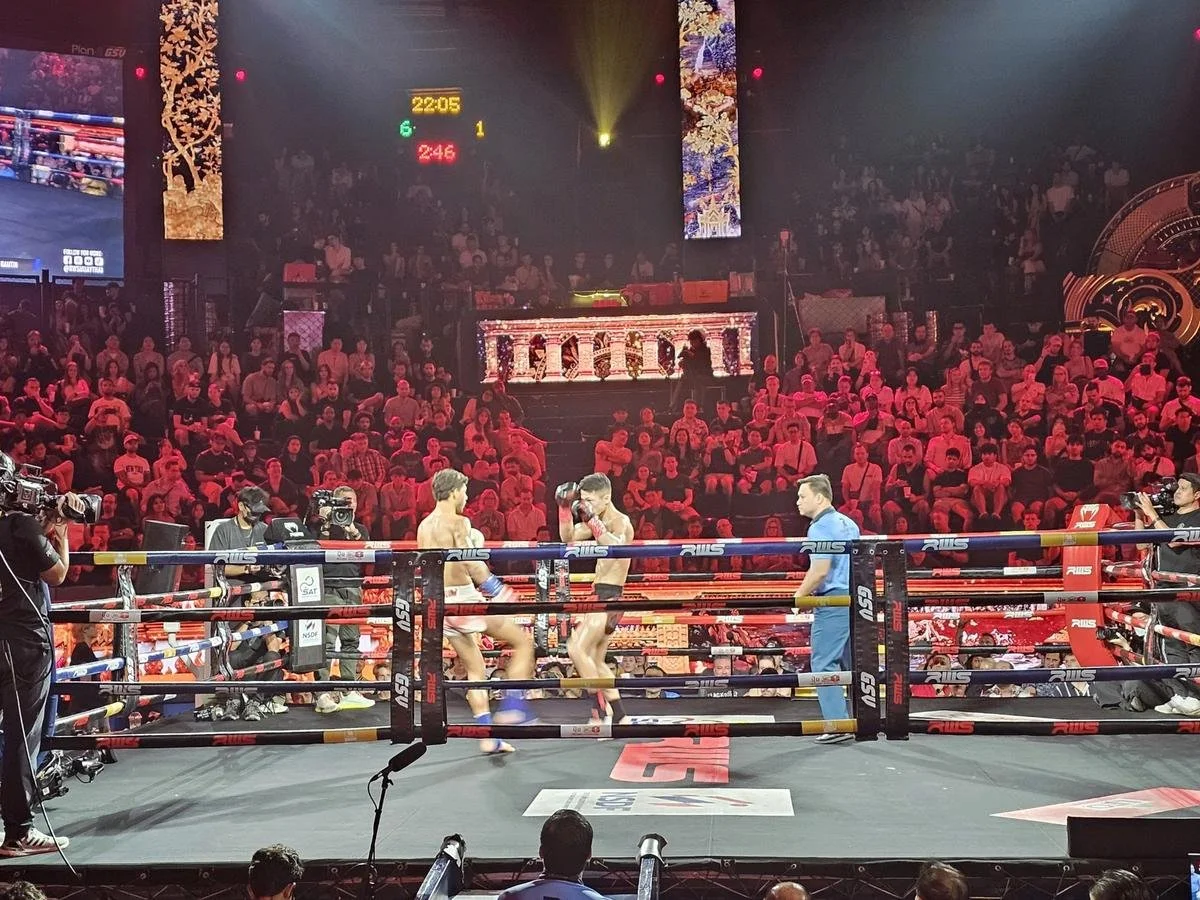 Muay thai match at rajadamnern stadium in bangkok thailand