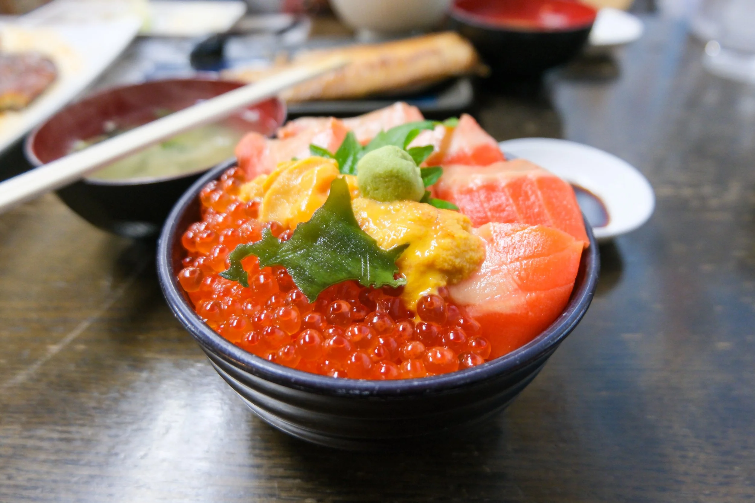 hokkaido food kaisendon seafood rice bowl with ikura uni salmon